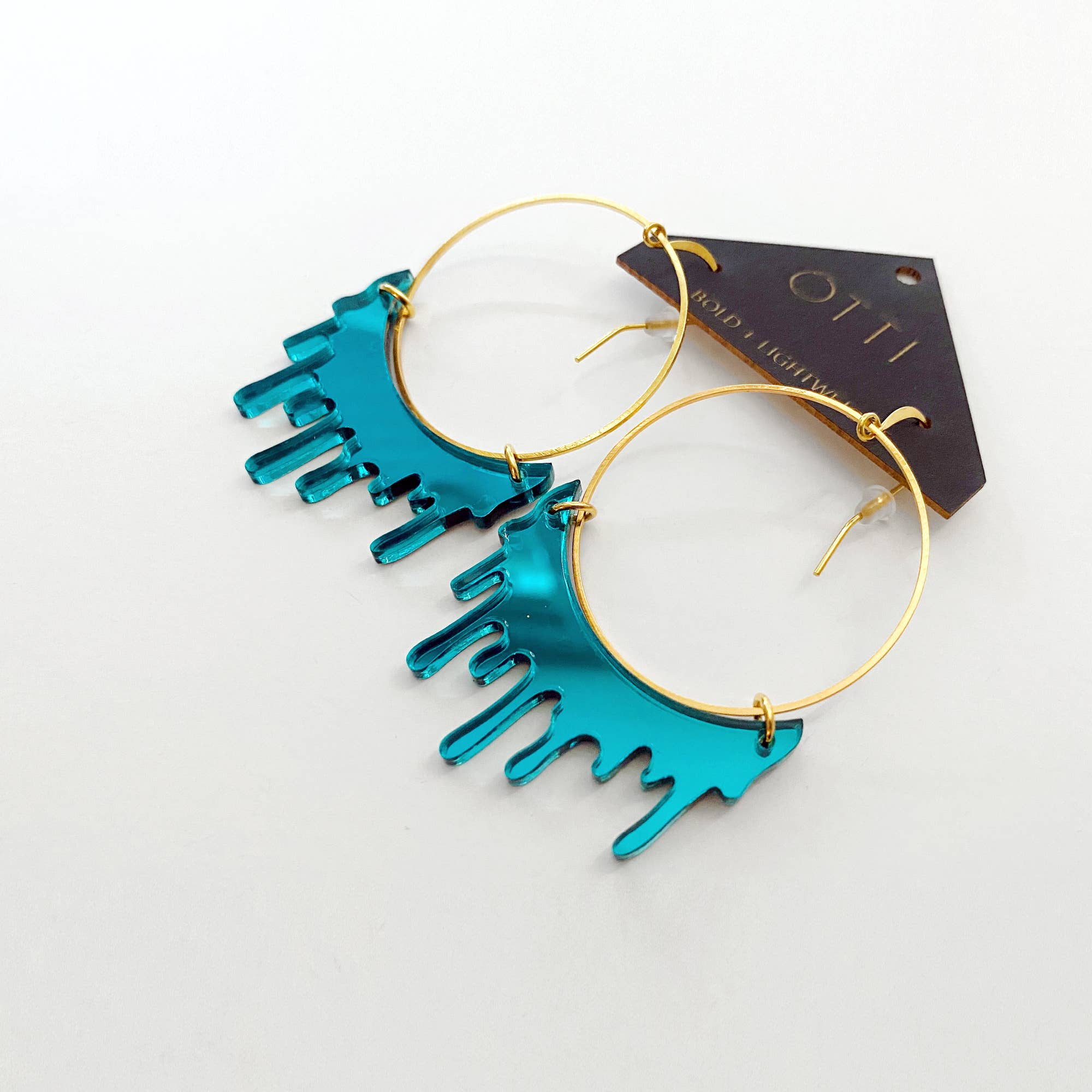  Slime Hoop: Mirrored Teal Earrings 