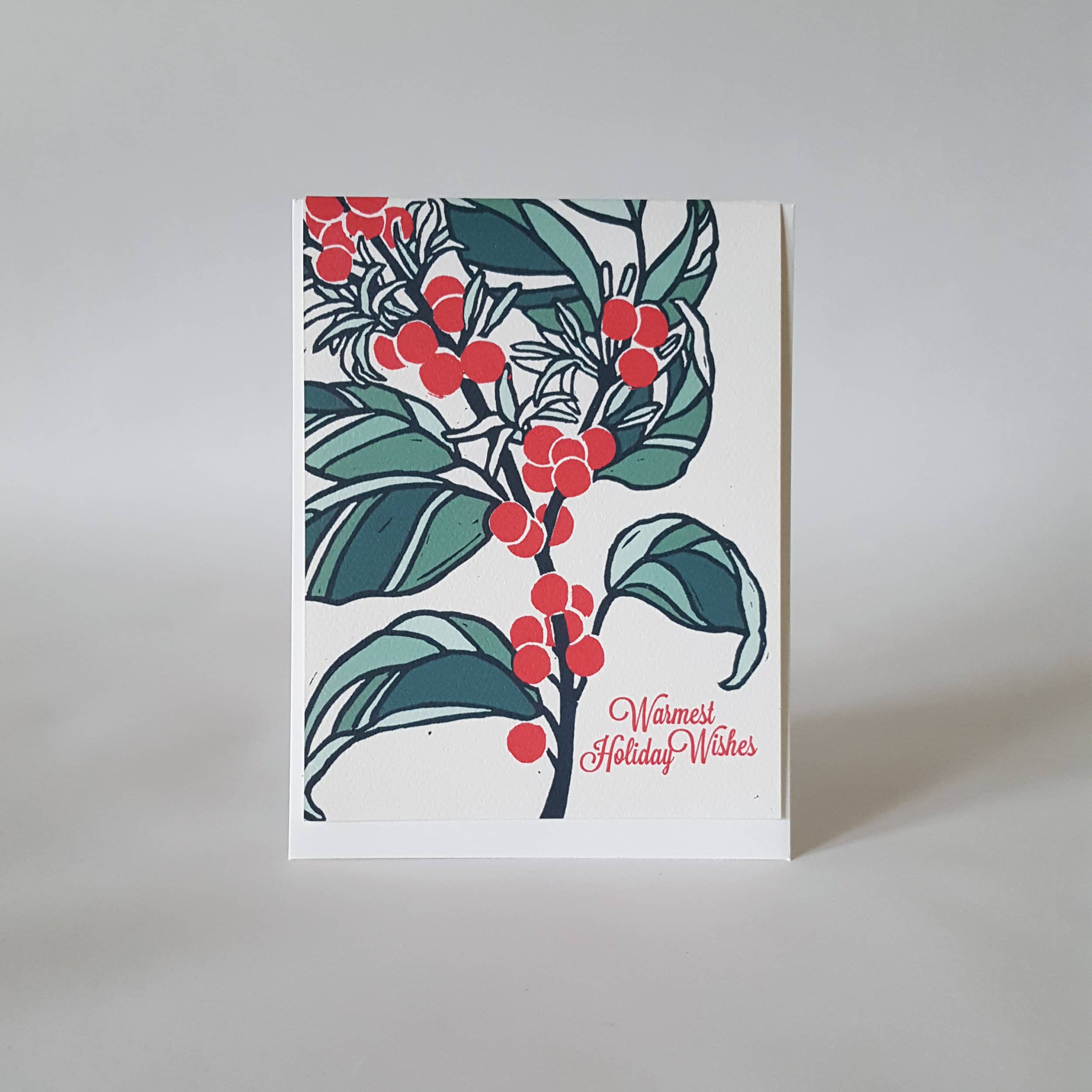  Warmest Holiday Wishes Botanical Christmas Greeting Card 