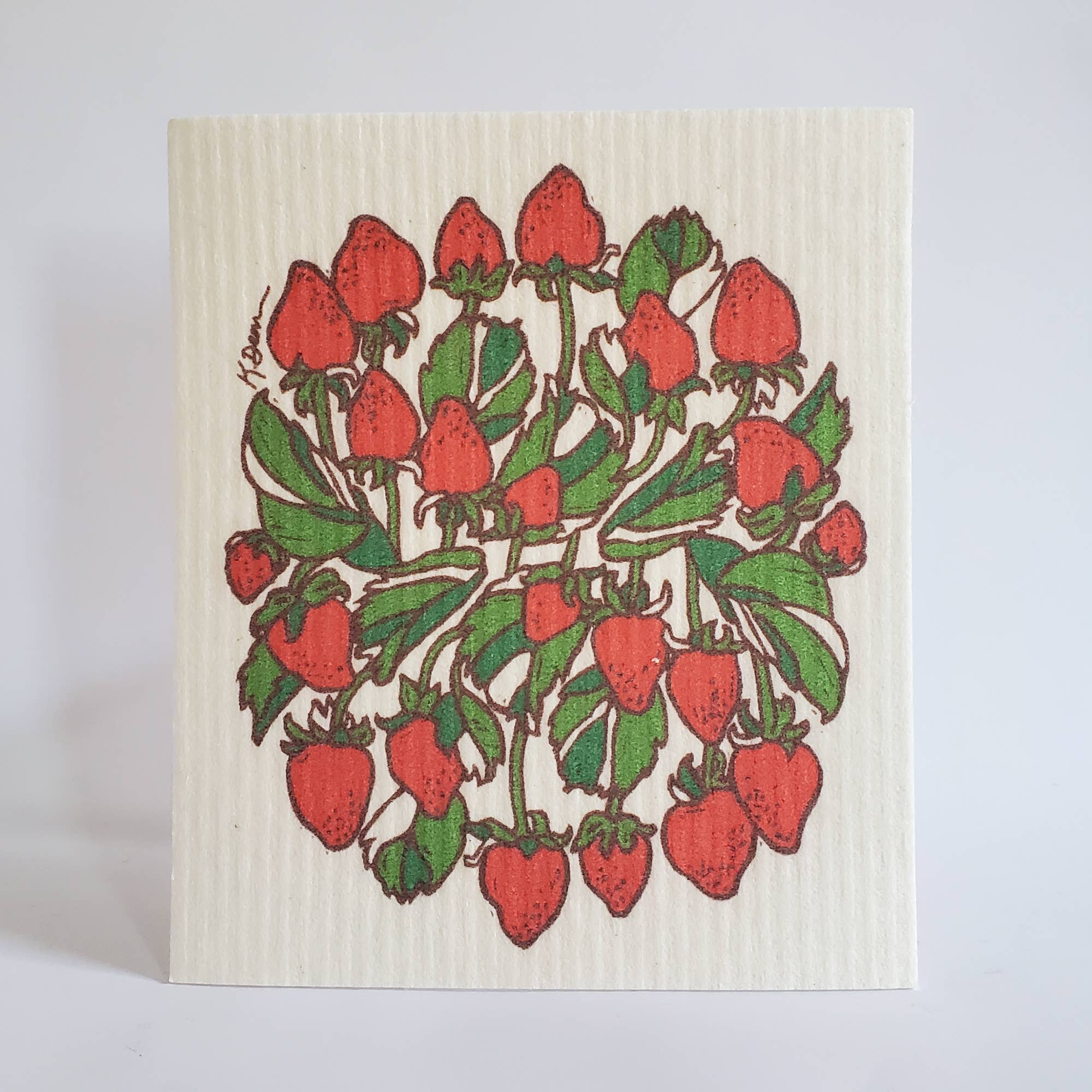  Swedish Dish Cloth Strawberry Design, Eco Friendly Towel 