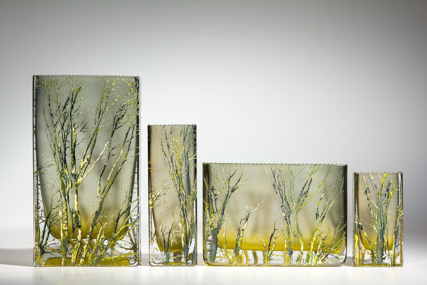  Forest Art Glass Vases by Mary-Melinda Wellsandt 