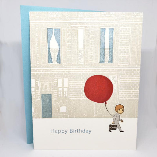  Red Balloon Happy Birthday Notecard by Ilee Papergoods Letterpress 