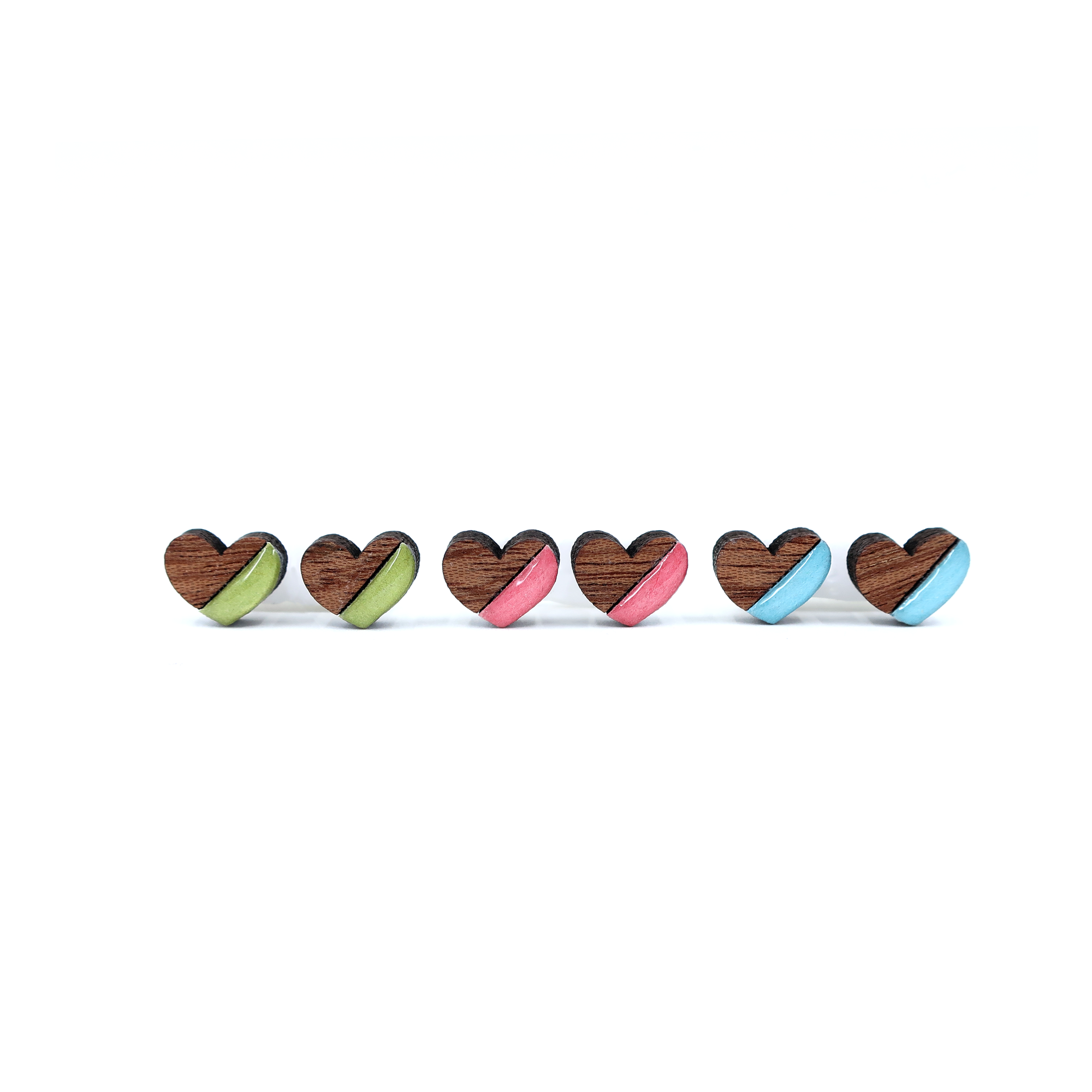  Mini Heart Colorful Titanium Studs: Bright colors 