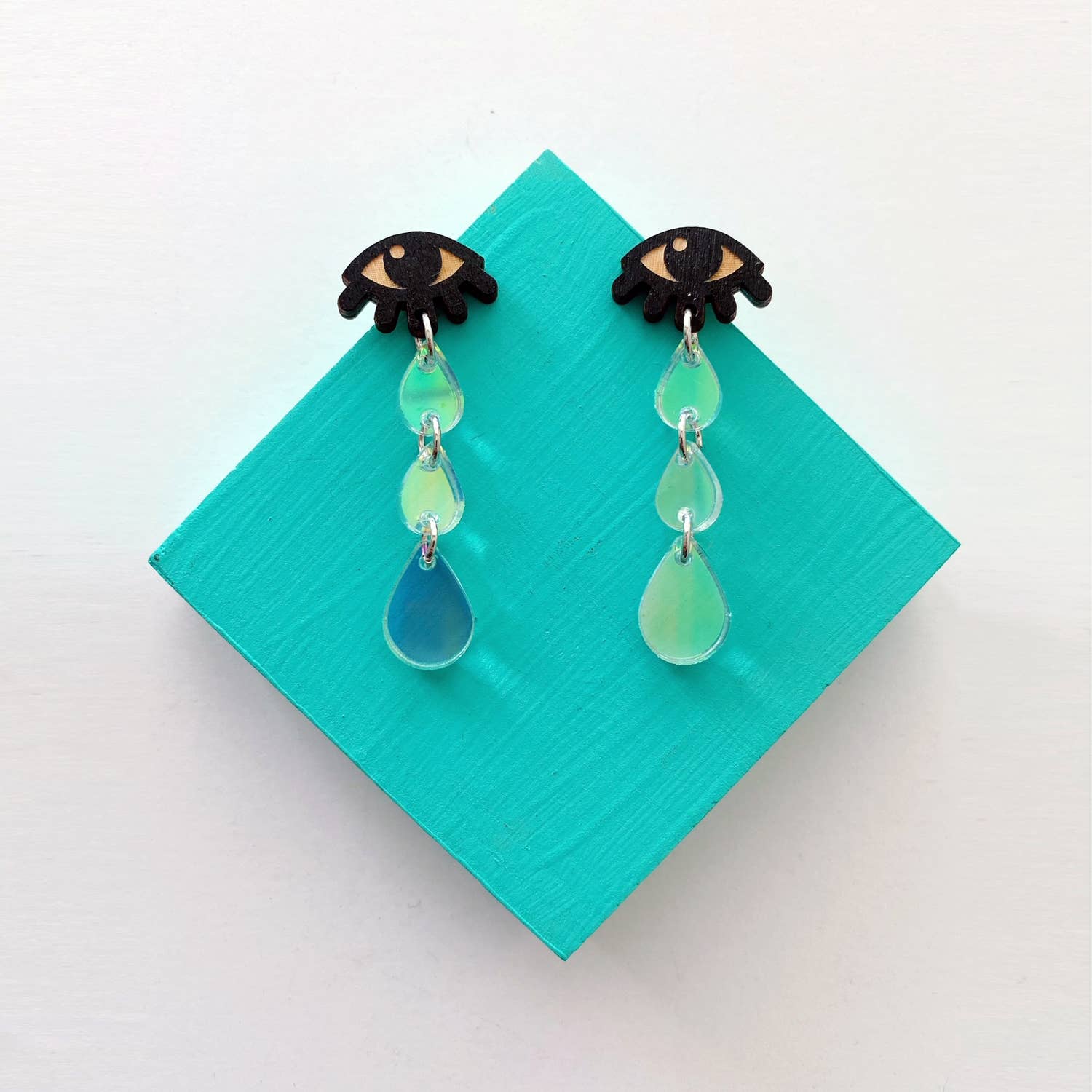  Teardrop Stud Earrings: Iridescent tears 