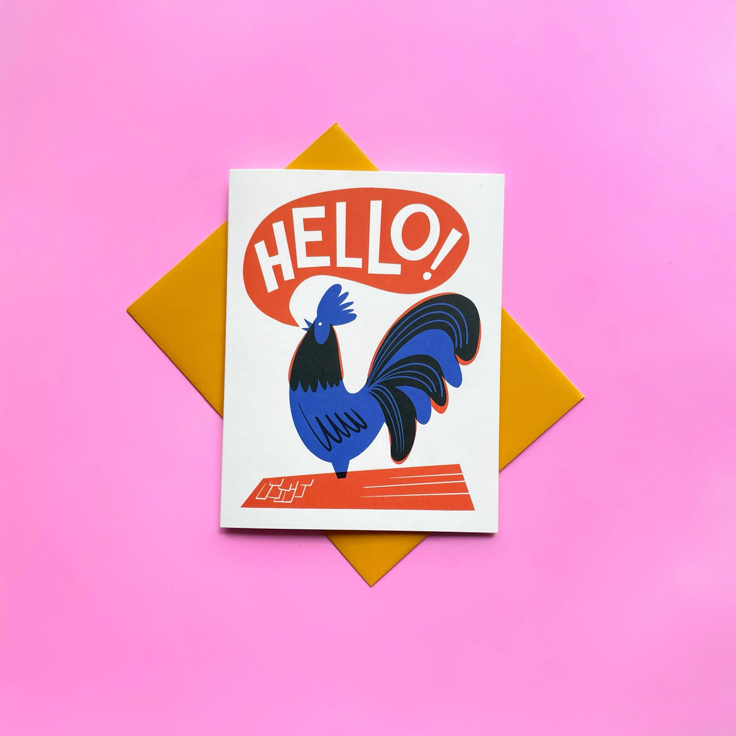  Hello! Rooster Greeting Card 