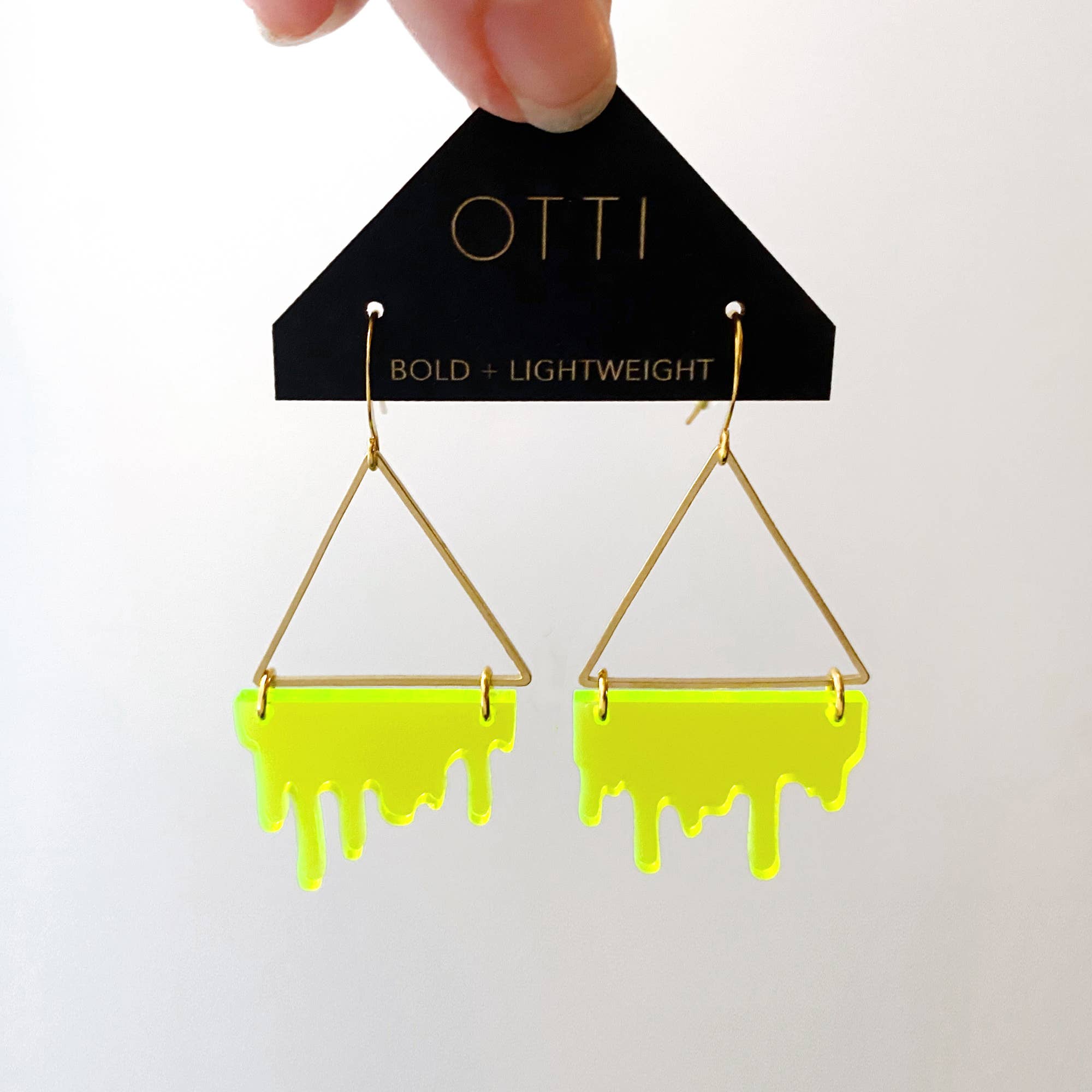  Slime Triangle Earrings: Fluorescent Lime Green 