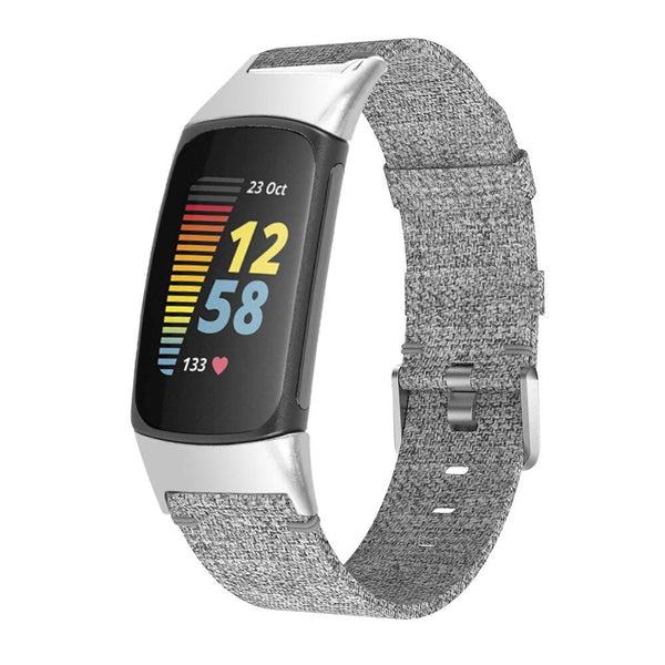 For Fitbit Charge 5 & Fitbit Charge 6 | Black Woven Canvas Band