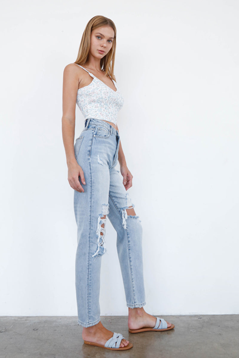 Favorite Look High Waist Ripped Baggy Jeans