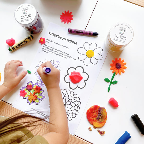 Free Printable Activities For Kids: Play Dough Flowers - Our Little Treasures