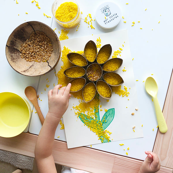 Coloured Rice Sensory Play - Our Little Treasures