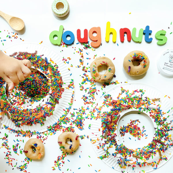 Doughnut Sensory Play Coloured Rice Play Dough