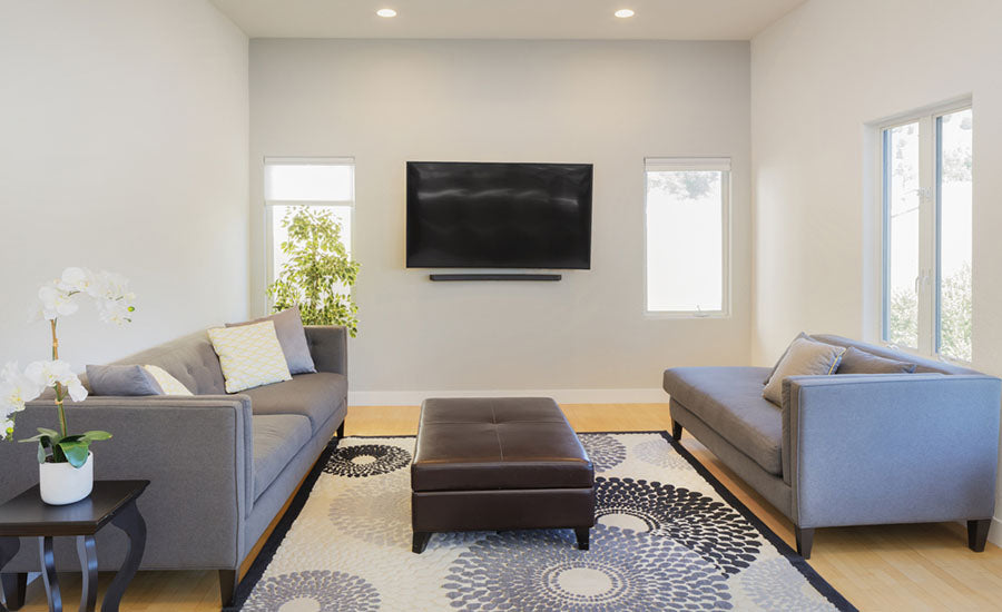 tv mounted living room