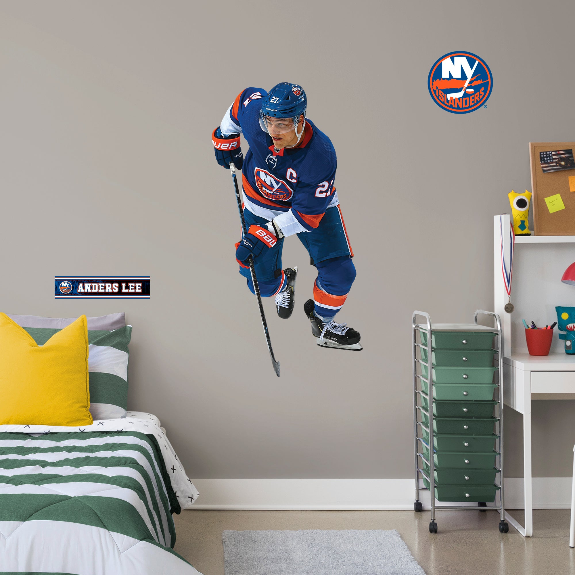Anders Lee for New York Islanders: RealBig Officially Licensed NHL Removable Wall Decal Giant Athlete + 2 Decals (26"W x 51"H) b