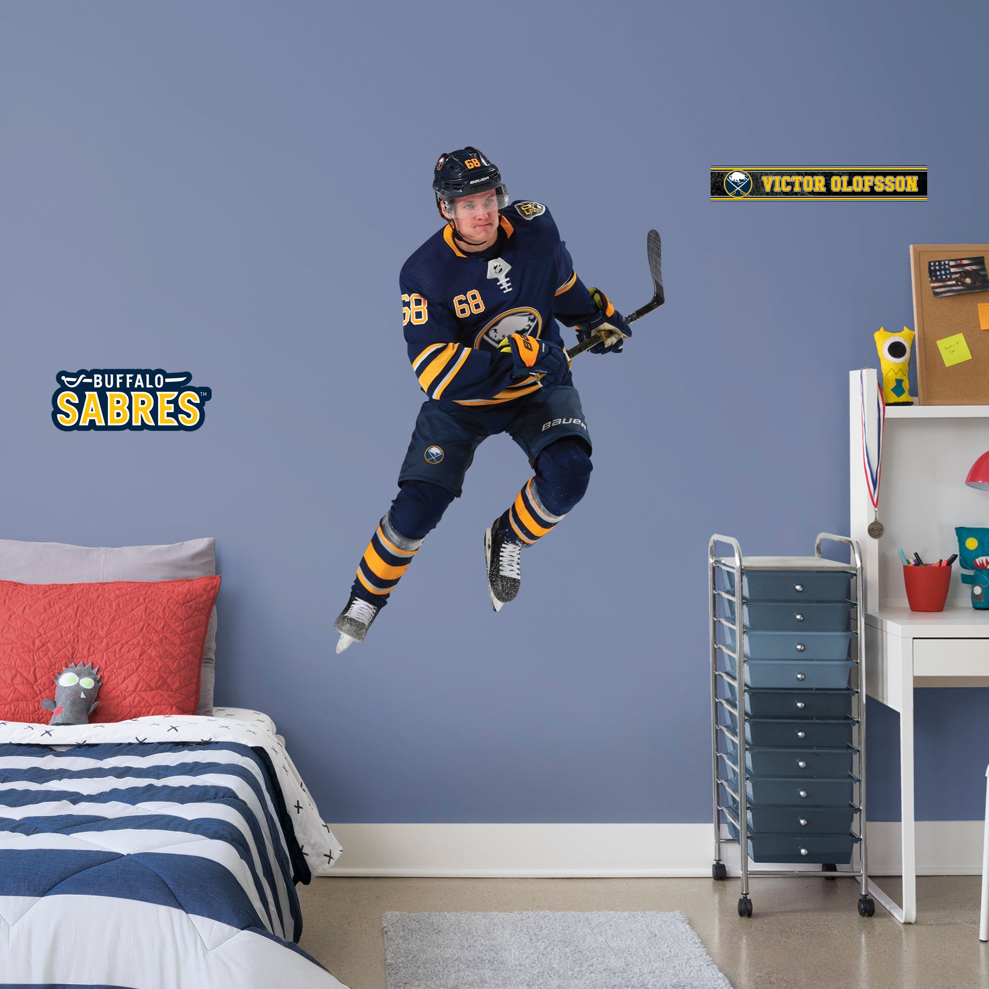 Victor Olofsson for Buffalo Sabres: RealBig Officially Licensed NHL Removable Wall Decal Giant Athlete + 2 Decals (33"W x 51"H)