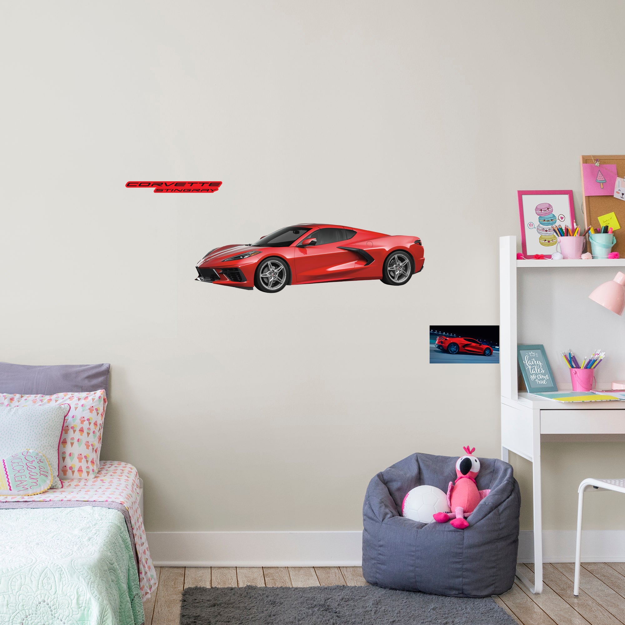 Chevrolet Corvette Red Stingray: Officially Licensed GM Removable Wall Decal Giant + 2 Decals by Fathead | Vinyl