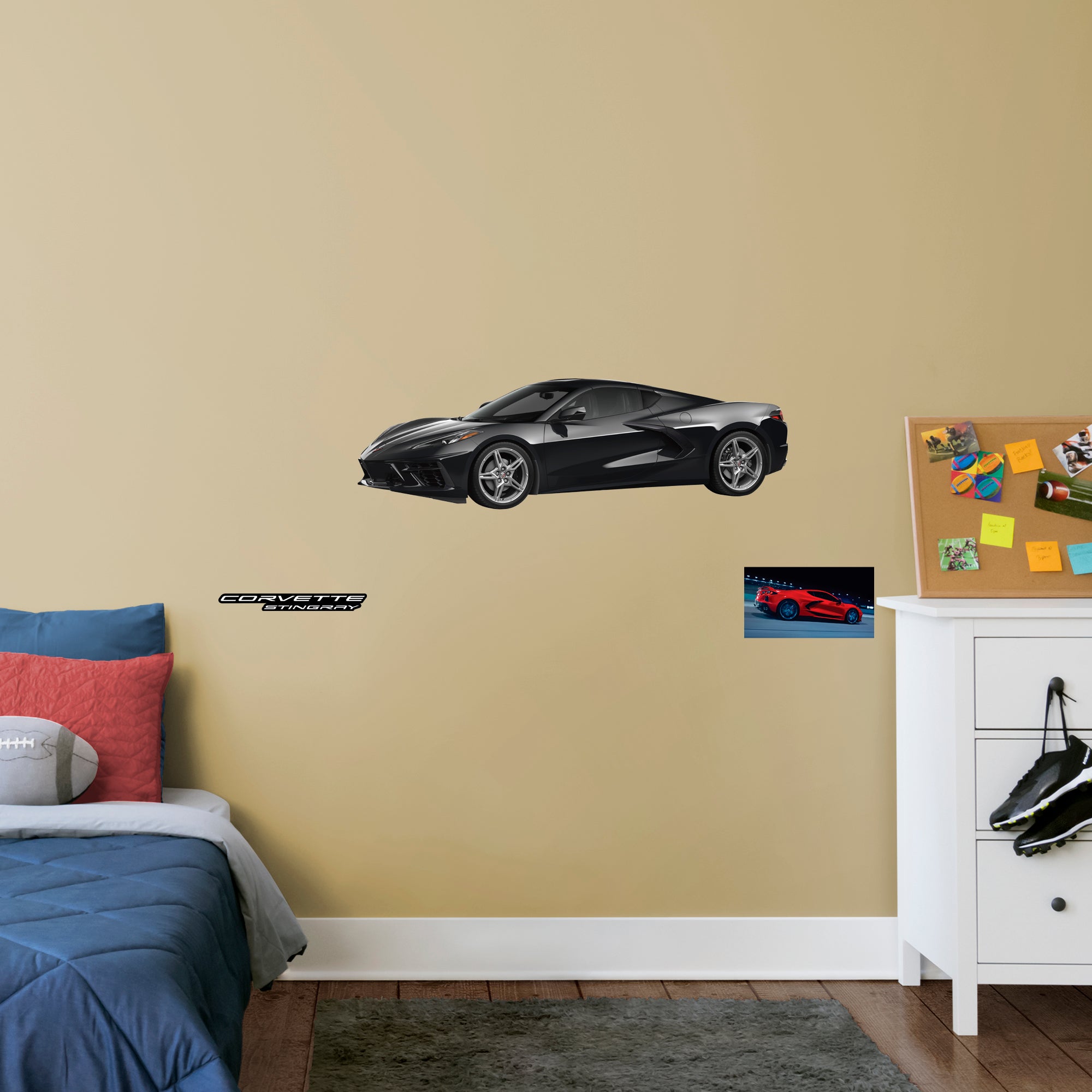 Chevrolet Corvette Black Stingray: Officially Licensed GM Removable Wall Decal Giant + 2 Decals by Fathead | Vinyl