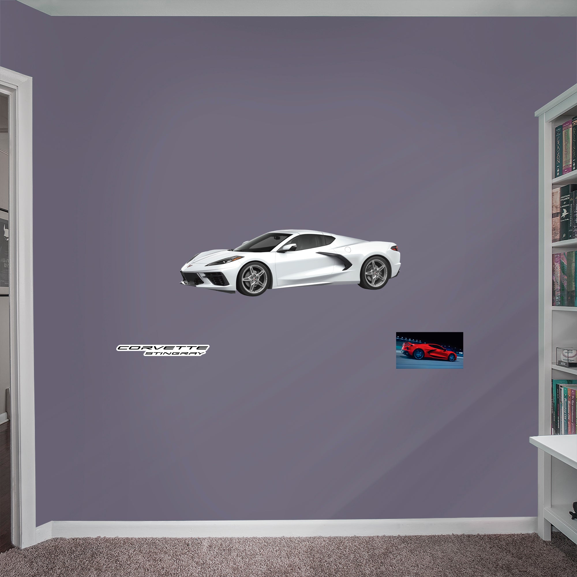 Chevrolet Corvette White Stingray: Officially Licensed GM Removable Wall Decal Giant + 2 Decals by Fathead | Vinyl