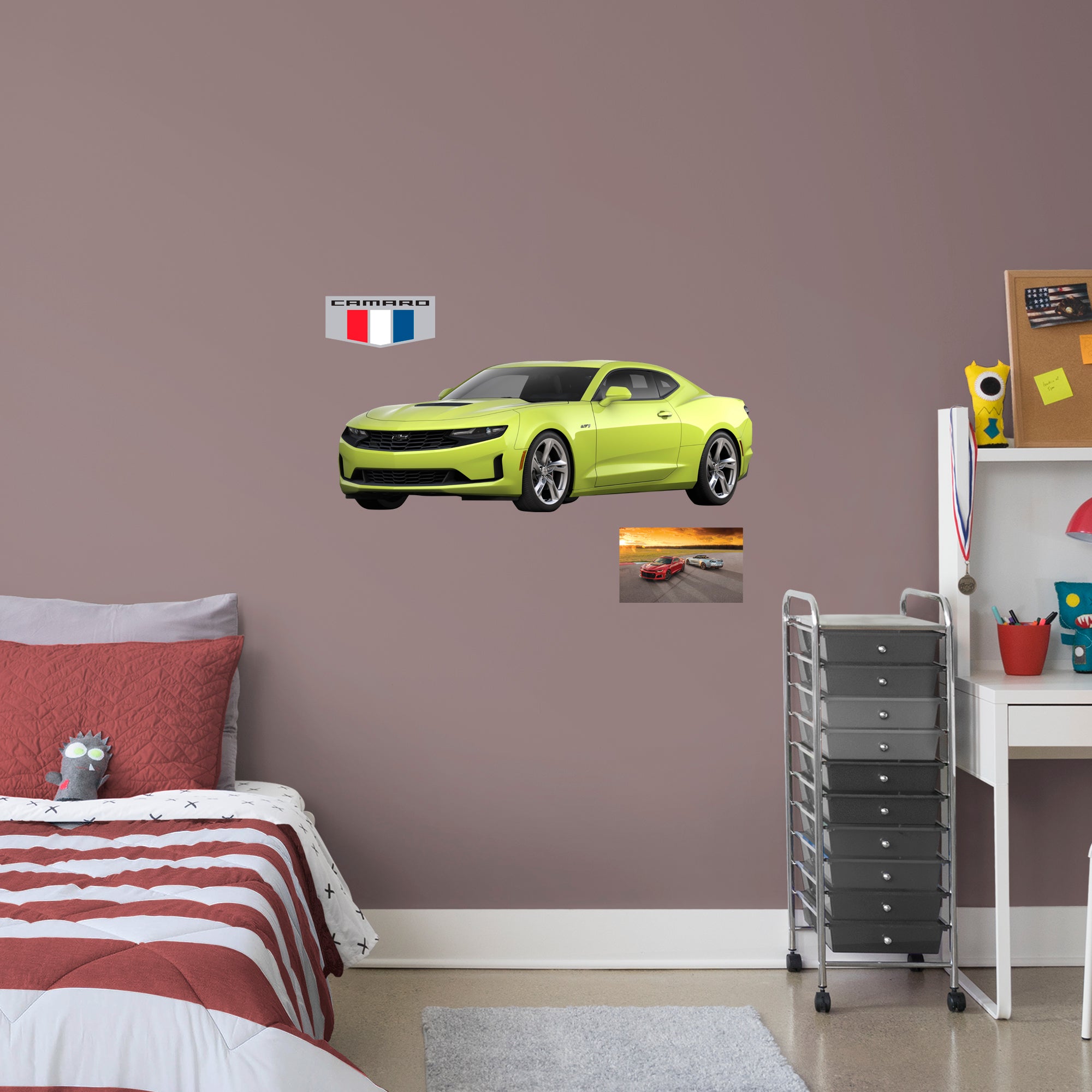 Chevrolet Yellow Camaro: Officially Licensed GM Removable Wall Decal Giant + 2 Decals by Fathead | Vinyl