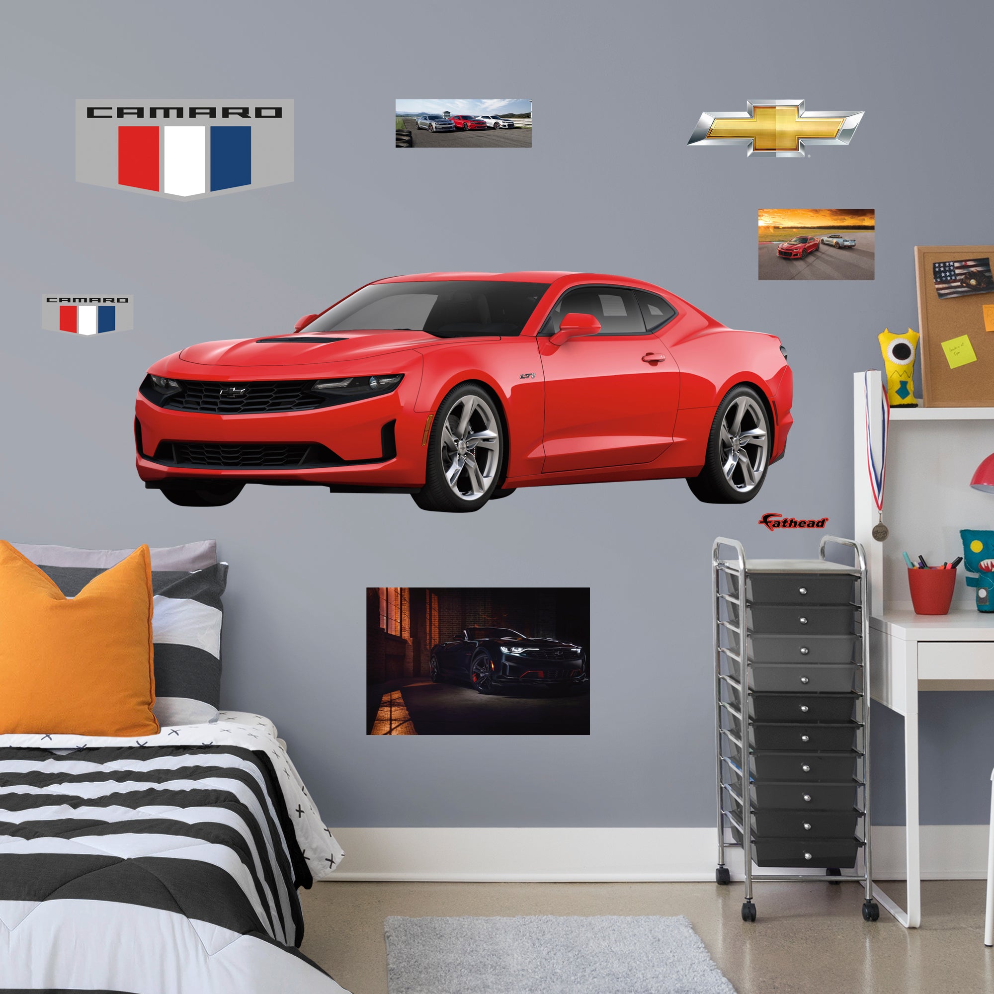 Chevrolet Red Camaro: Officially Licensed GM Removable Wall Decal Life-Size + 7 Decals by Fathead | Vinyl