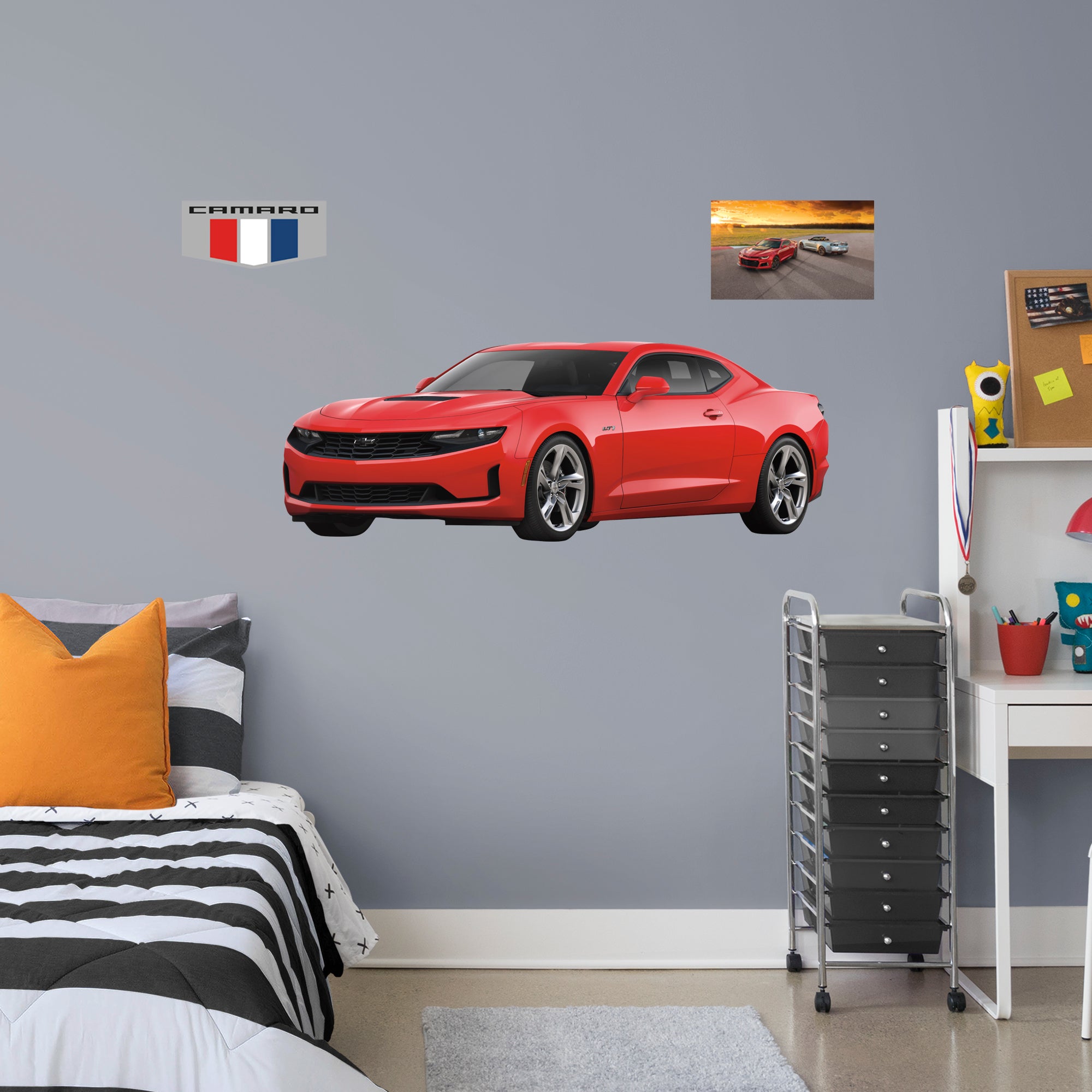 Chevrolet Red Camaro: Officially Licensed GM Removable Wall Decal Life-Size + 2 Decals by Fathead | Vinyl