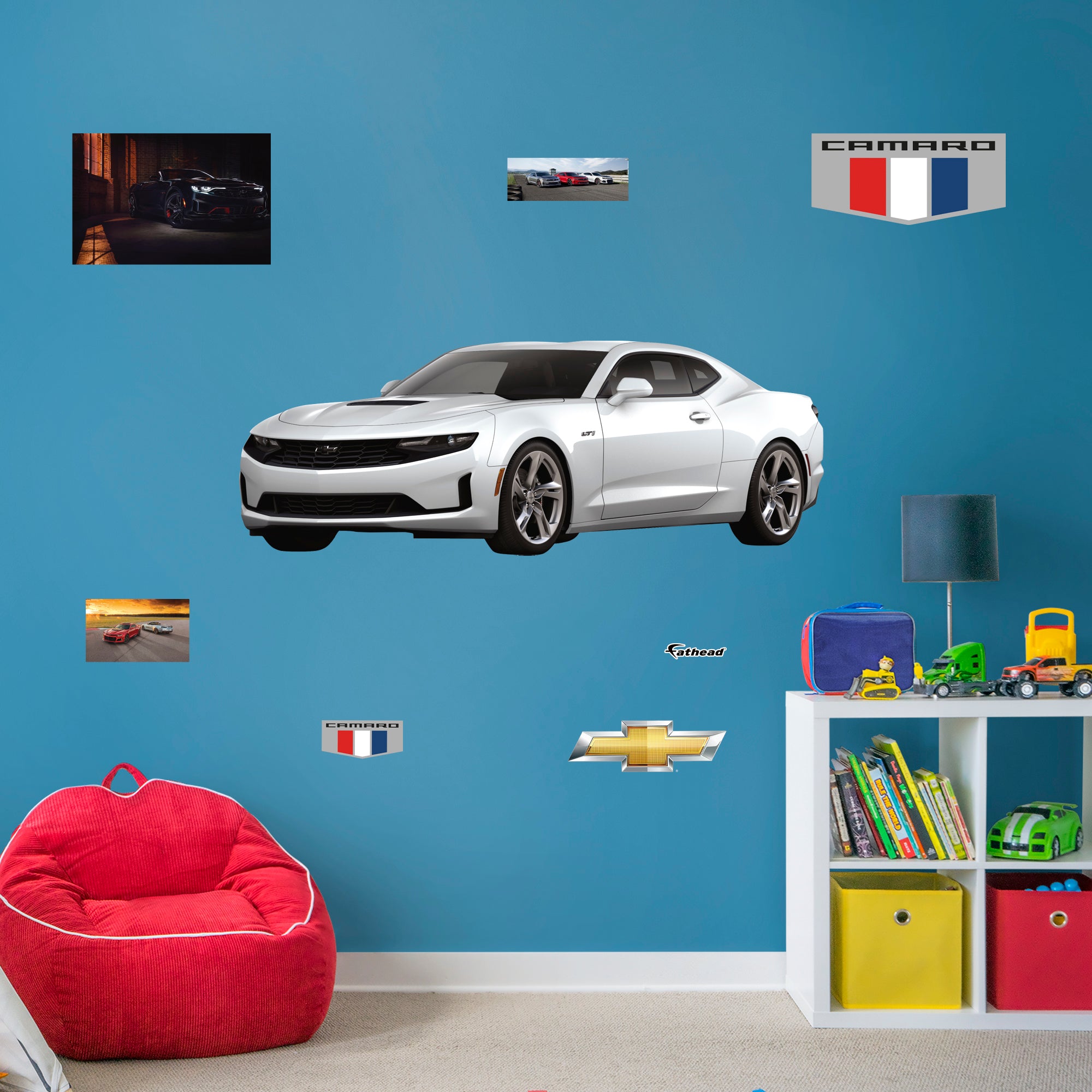 Chevrolet White Camaro: Officially Licensed GM Removable Wall Decal Life-Size + 7 Decals by Fathead | Vinyl