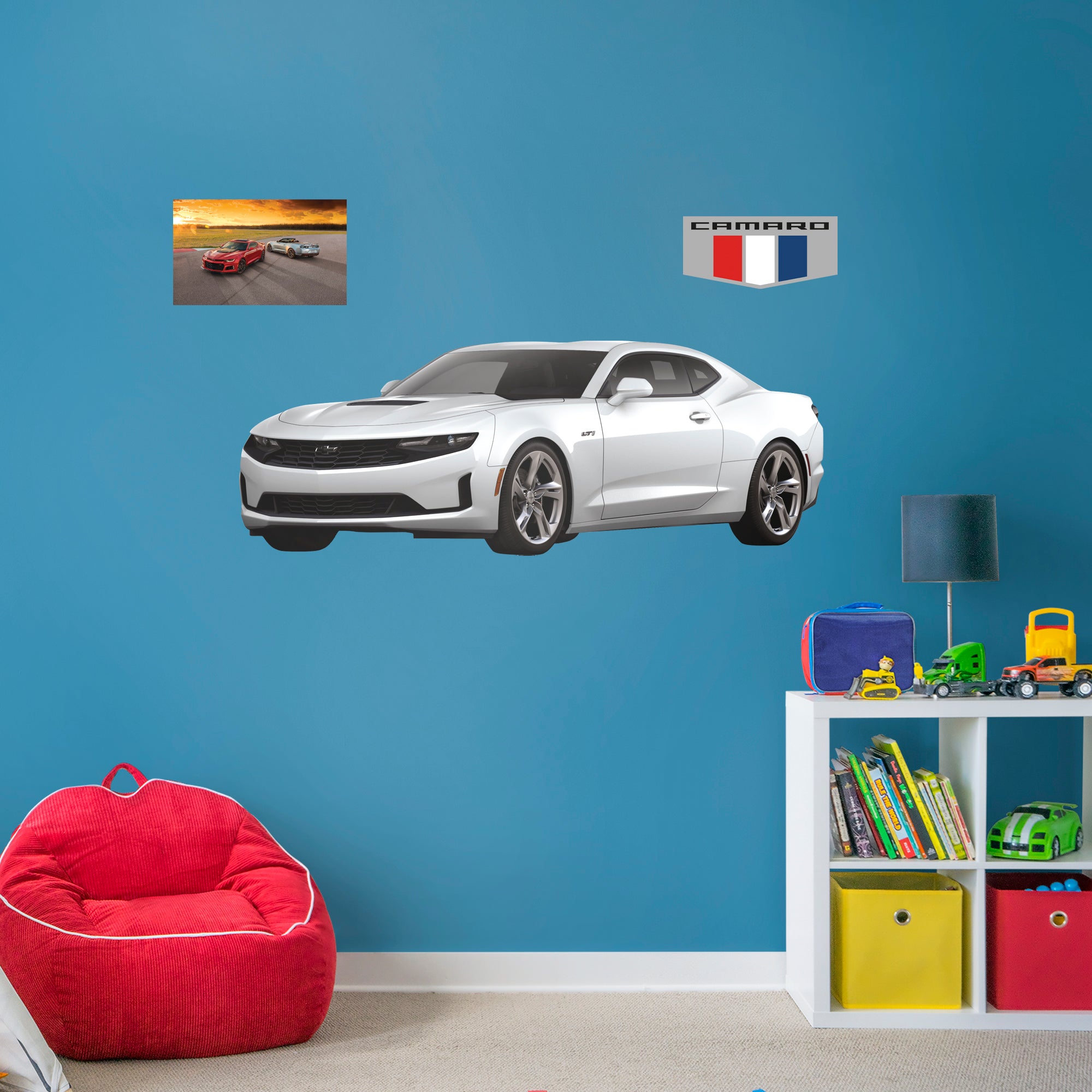 Chevrolet White Camaro: Officially Licensed GM Removable Wall Decal Life-Size + 2 Decals by Fathead | Vinyl