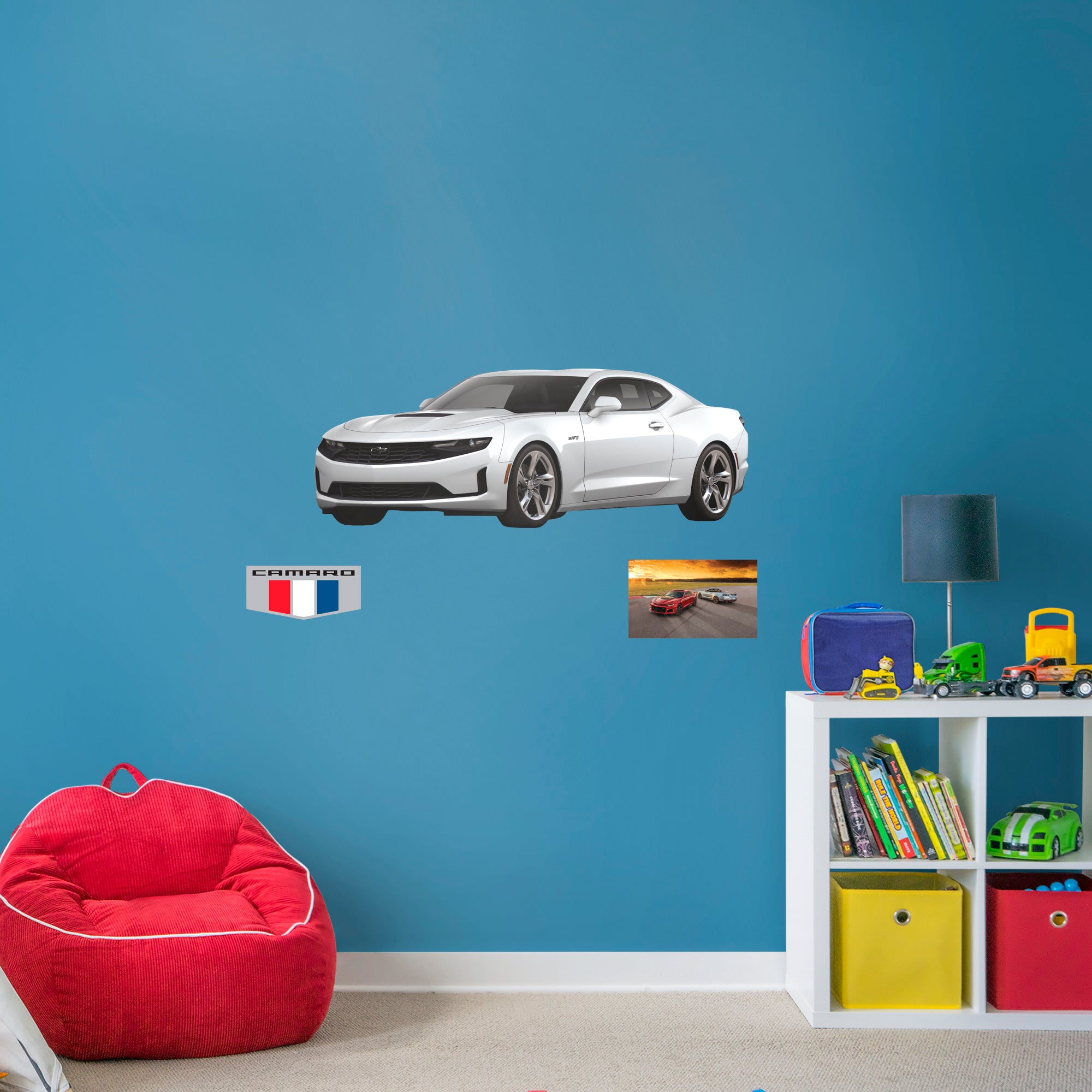 Chevrolet White Camaro: Officially Licensed GM Removable Wall Decal Giant + 2 Decals by Fathead | Vinyl