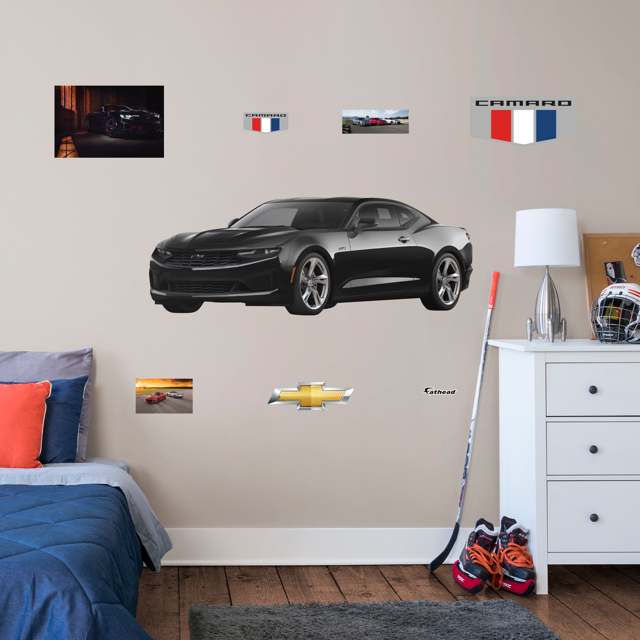 Chevrolet Black Camaro: Officially Licensed GM Removable Wall Decal Life-Size + 7 Decals by Fathead | Vinyl