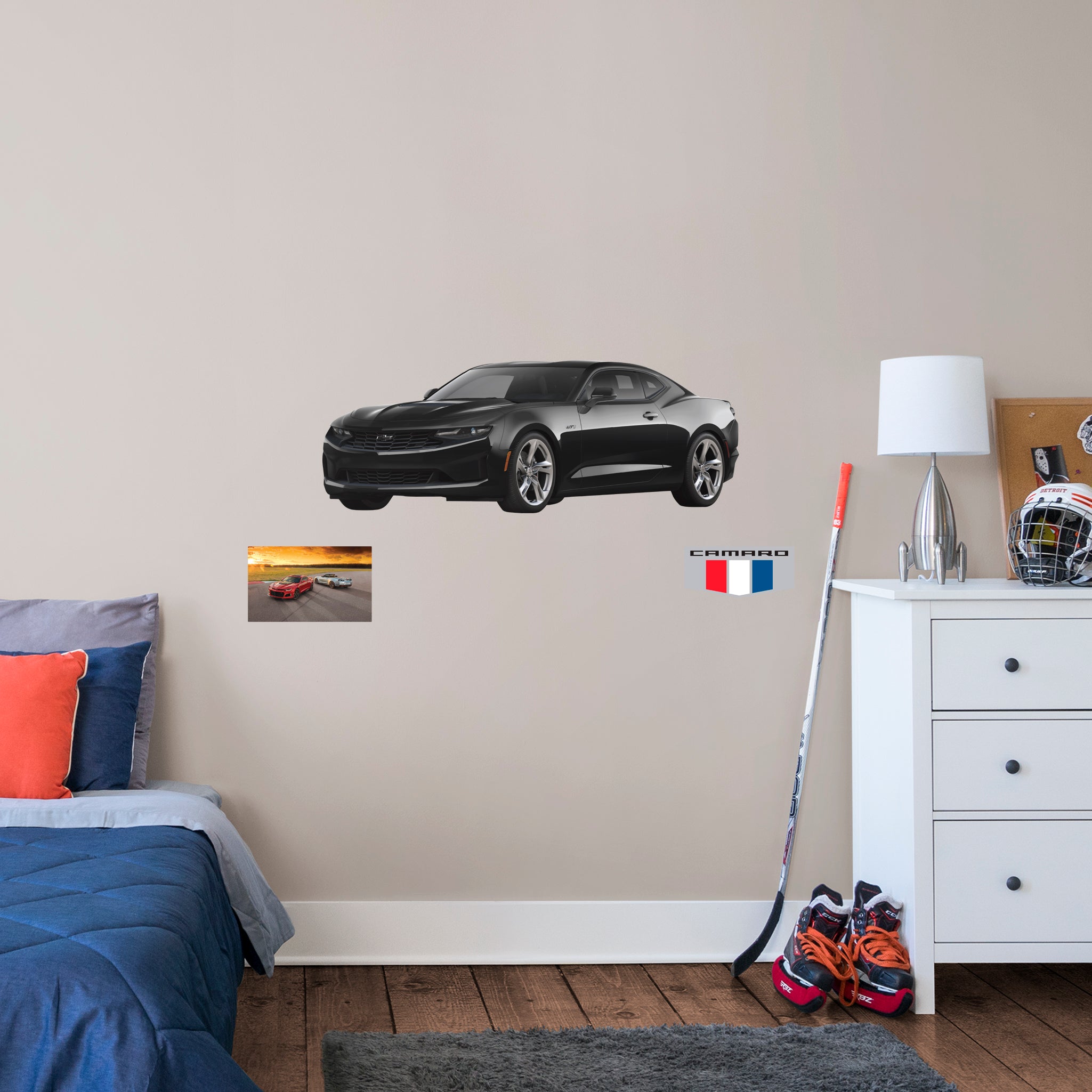 Chevrolet Black Camaro: Officially Licensed GM Removable Wall Decal Giant + 2 Decals by Fathead | Vinyl