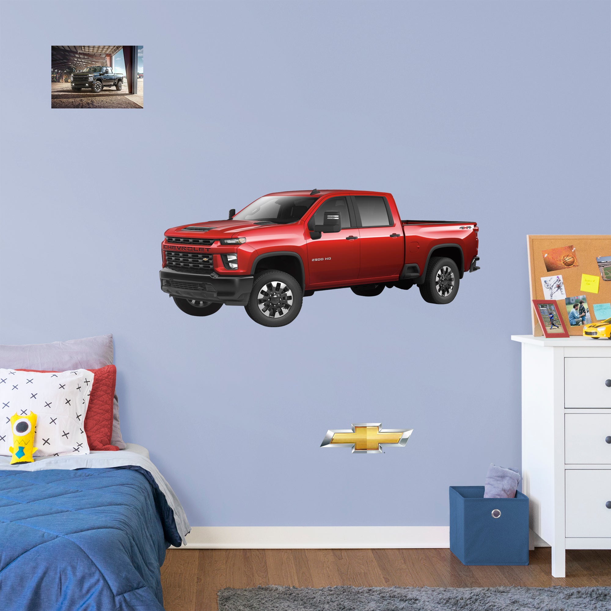 Chevrolet Red Silverado: Officially Licensed GM Removable Wall Decal Life-Size + 2 Decals by Fathead | Vinyl