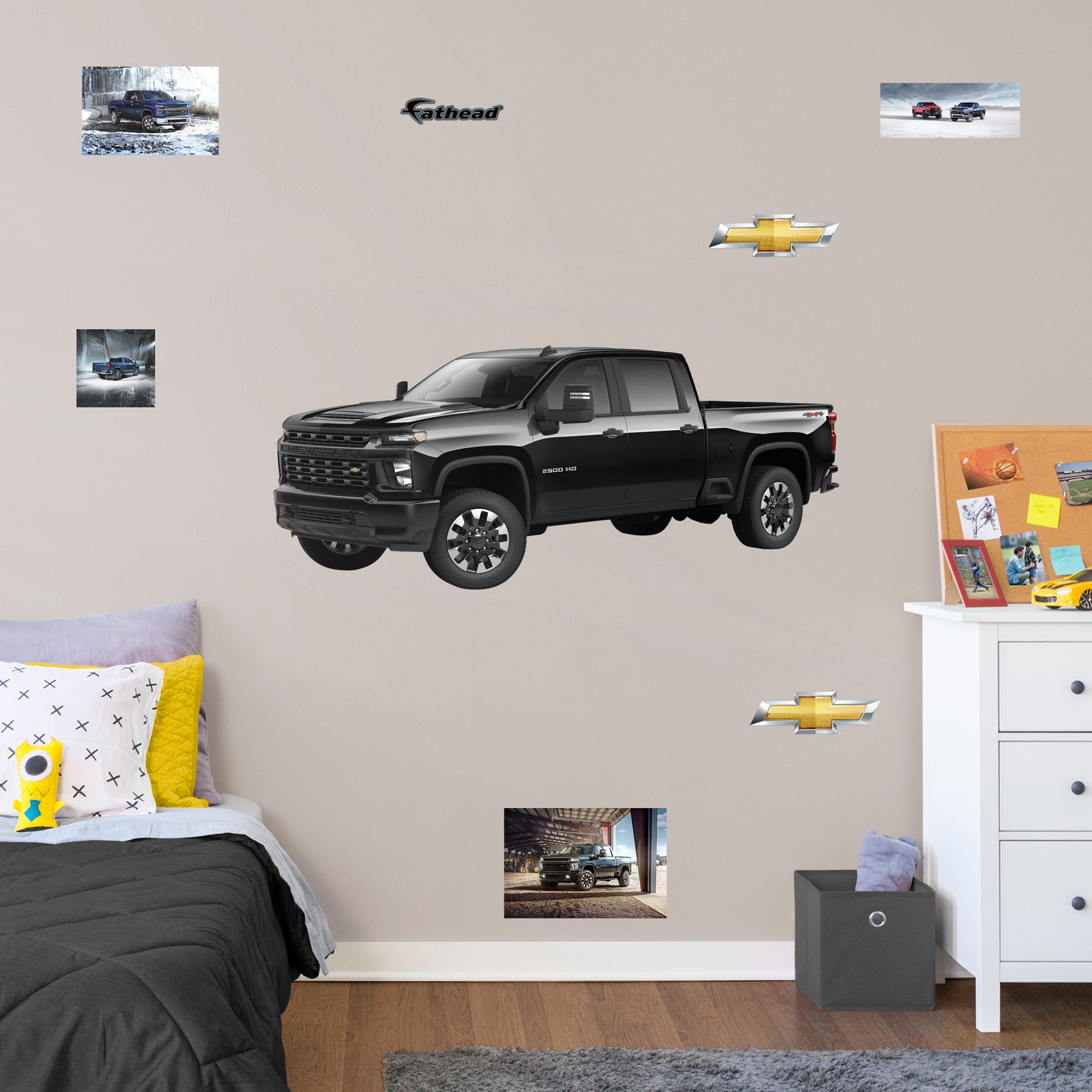 Chevrolet Black Silverado: Officially Licensed GM Removable Wall Decal Life-Size + 7 Decals by Fathead | Vinyl
