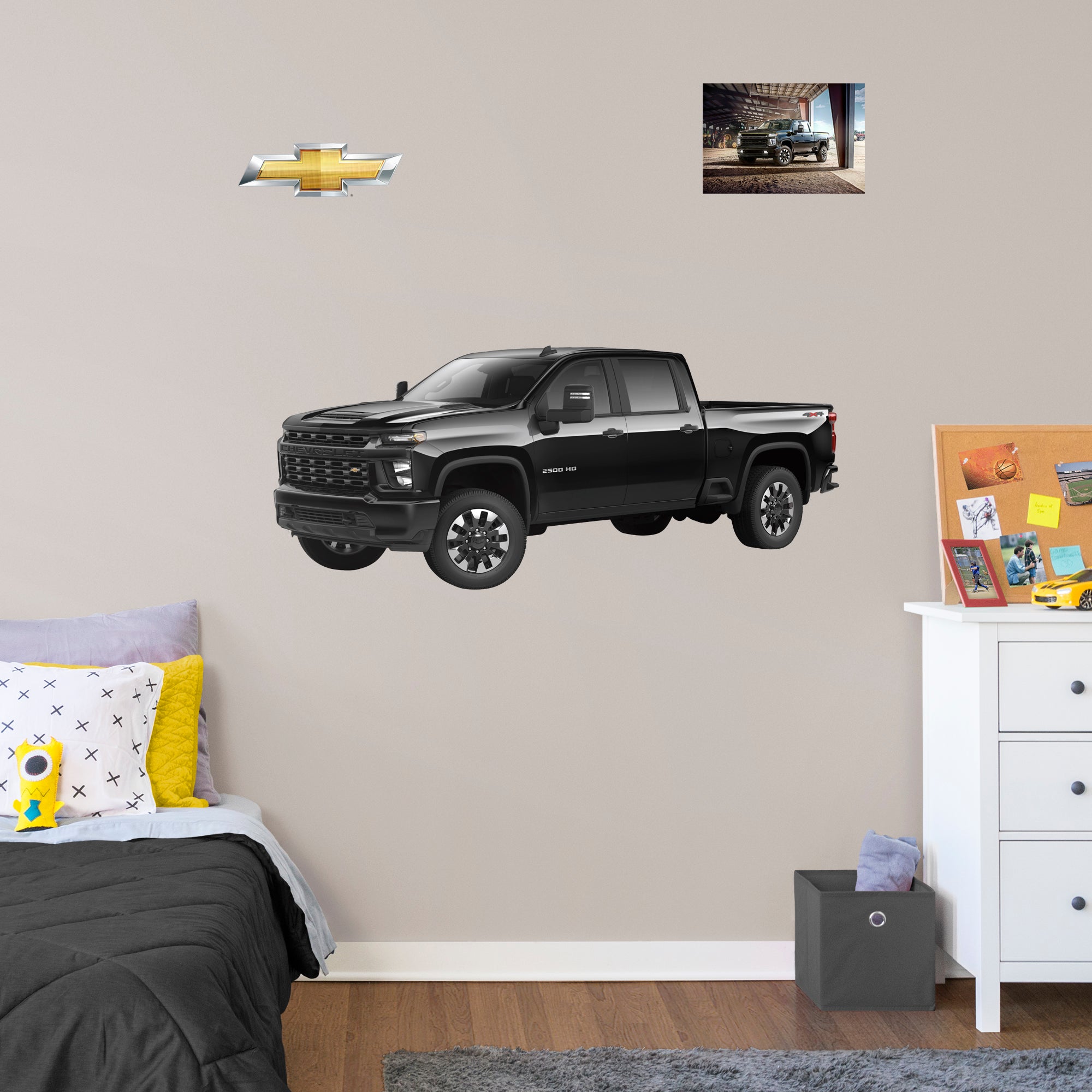 Chevrolet Black Silverado: Officially Licensed GM Removable Wall Decal Life-Size + 2 Decals by Fathead | Vinyl