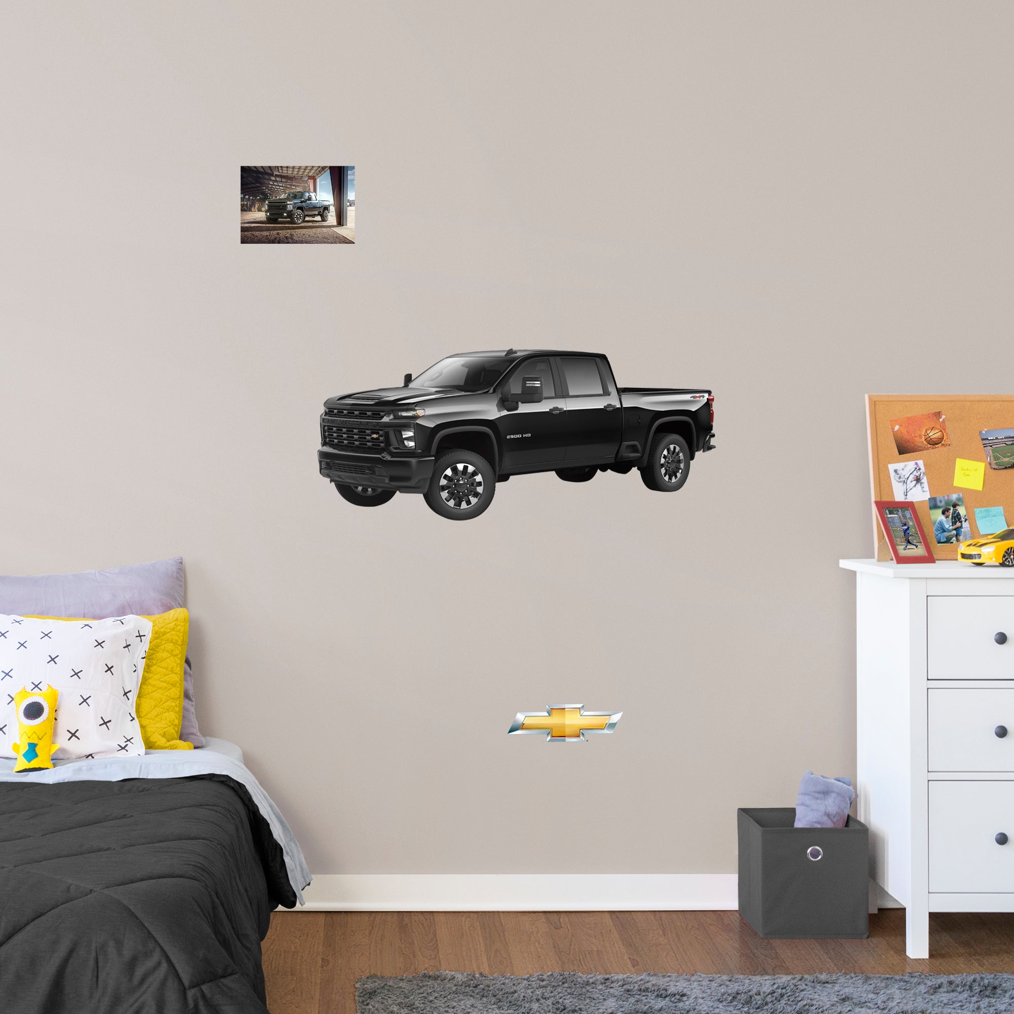 Chevrolet Black Silverado: Officially Licensed GM Removable Wall Decal Giant + 2 Decals by Fathead | Vinyl