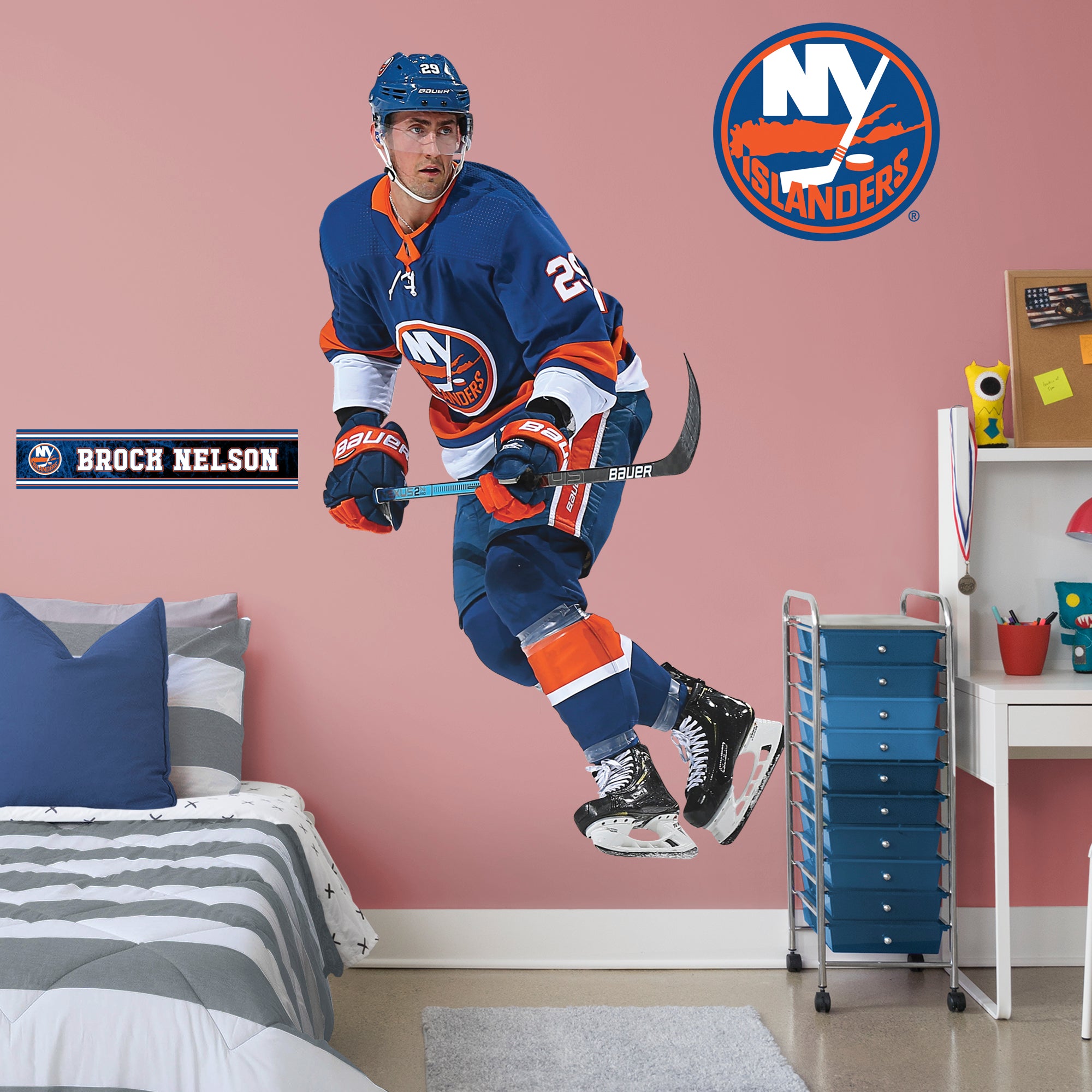 Brock Nelson for New York Islanders: RealBig Officially Licensed NHL Removable Wall Decal Life-Size Athlete + 2 Decals (51"W x 7