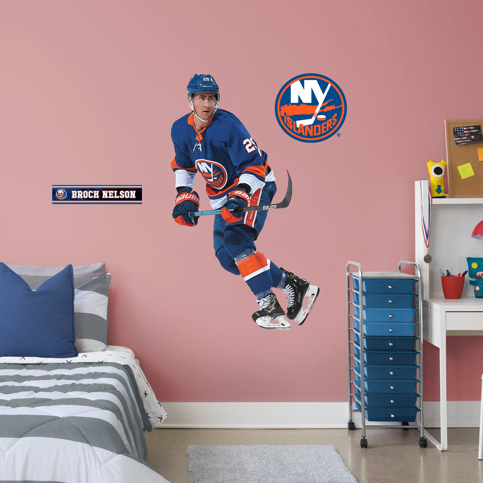 Brock Nelson for New York Islanders: RealBig Officially Licensed NHL Removable Wall Decal Giant Athlete + 2 Decals (33.5"W x 51"