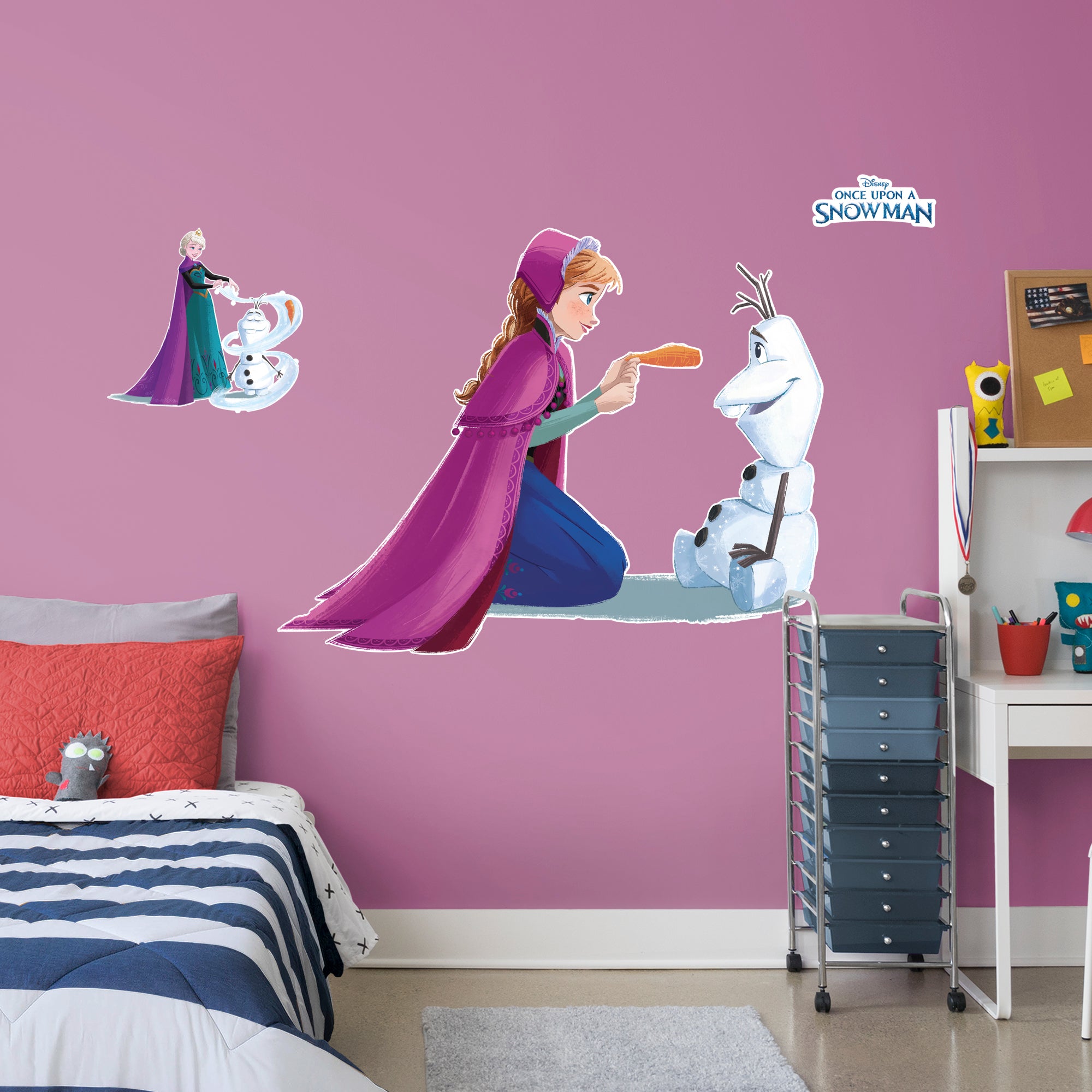 Olaf & Anna: Nose - Frozen - Once Upon A Snowman - Officially Licensed Disney Removable Wall Decal Life-Size Character + 2 Decal