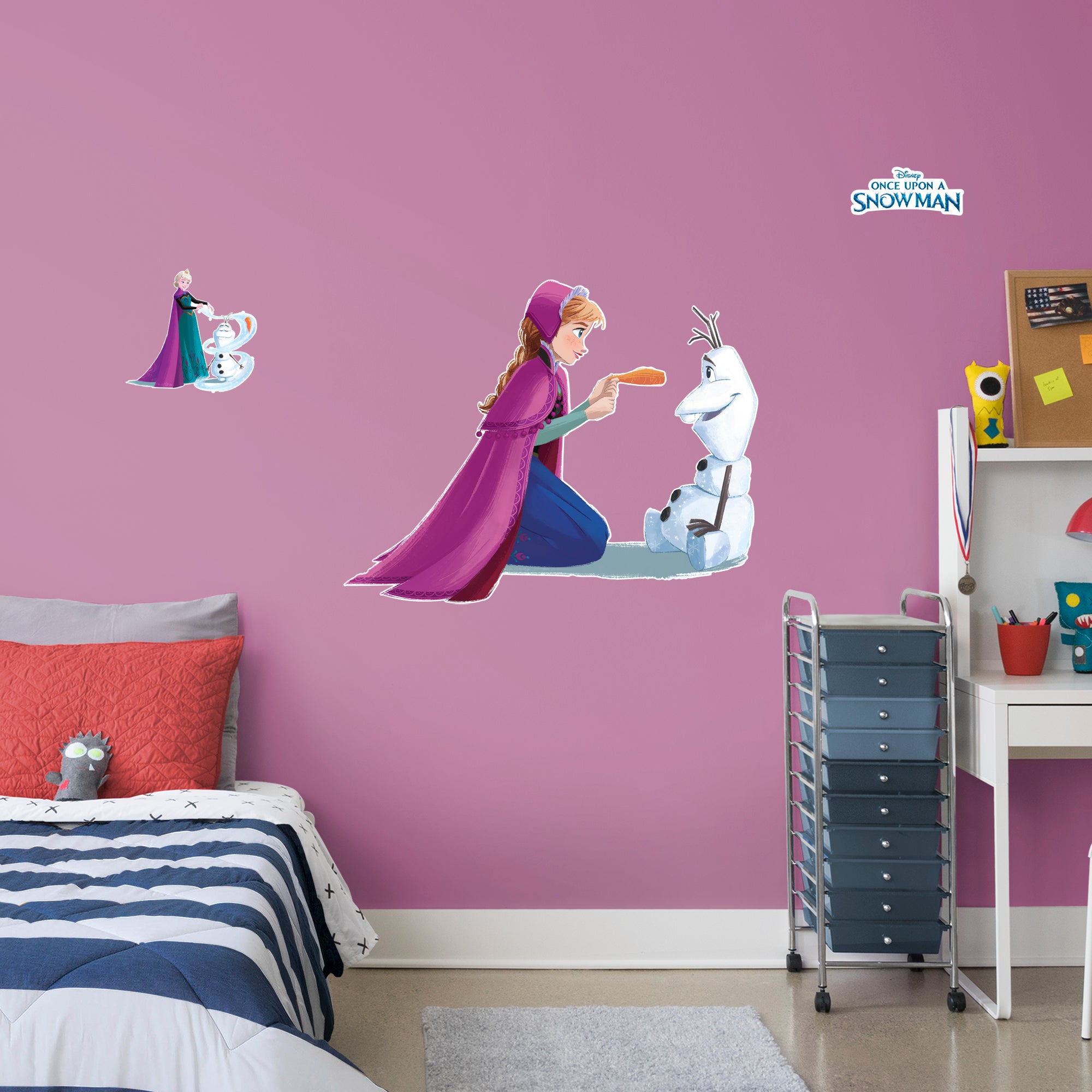 Olaf & Anna: Nose - Frozen - Once Upon A Snowman - Officially Licensed Disney Removable Wall Decal Giant Character + 2 Decals by