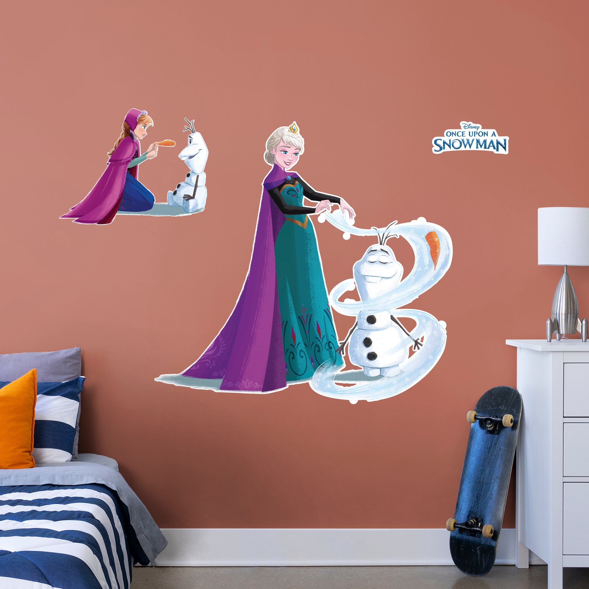 Olaf & Elsa: Frozen - Once Upon A Snowman - Officially Licensed Disney Removable Wall Decal Life-Size Character + 2 Decals by Fa
