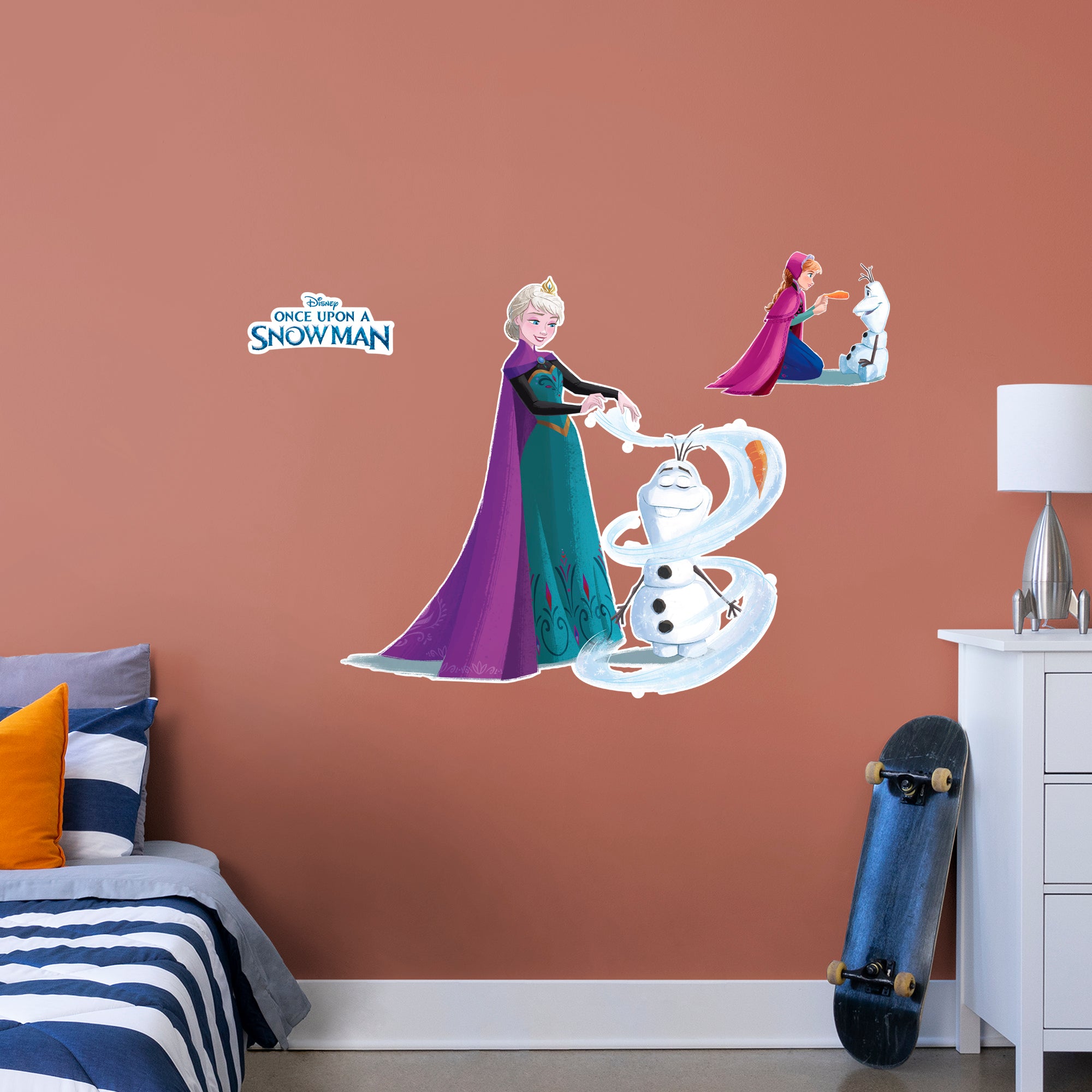 Olaf & Elsa: Frozen - Once Upon A Snowman - Officially Licensed Disney Removable Wall Decal Giant Character + 2 Decals by Fathea