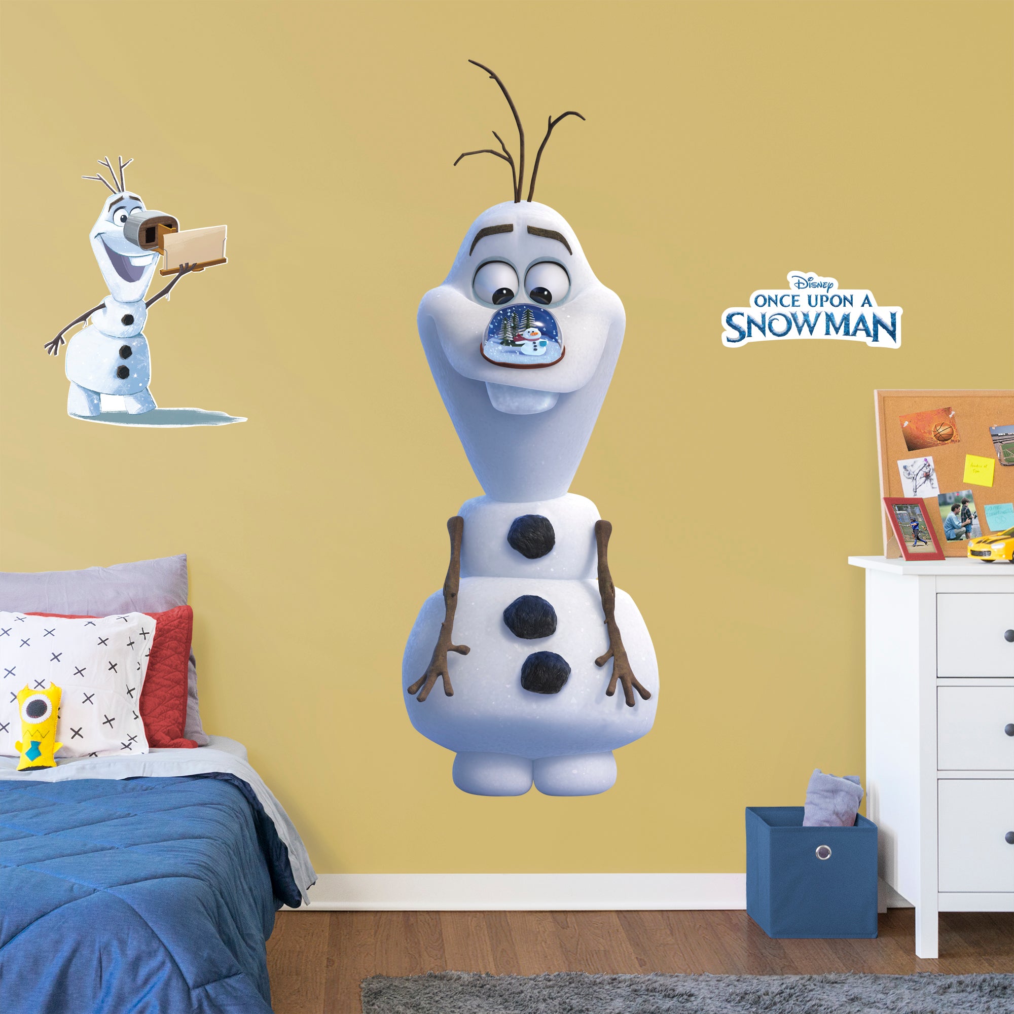 Olaf: Snowglobe - Frozen - Once Upon A Snowman - Officially Licensed Disney Removable Wall Decal Life-Size Character + 2 Decals