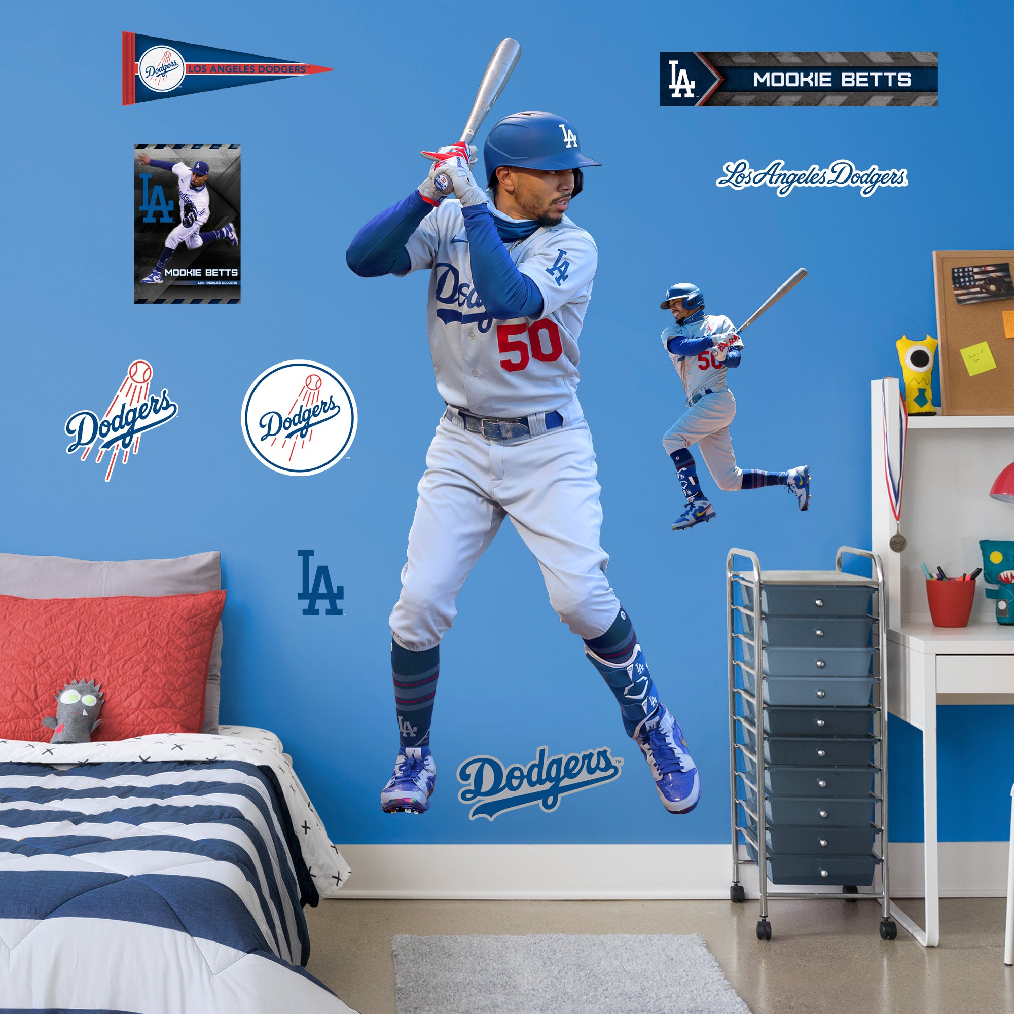 Mookie Betts: RealBig Officially License MLB Removable Wall Decal Life-Size Athlete + 9 Decals by Fathead | Vinyl