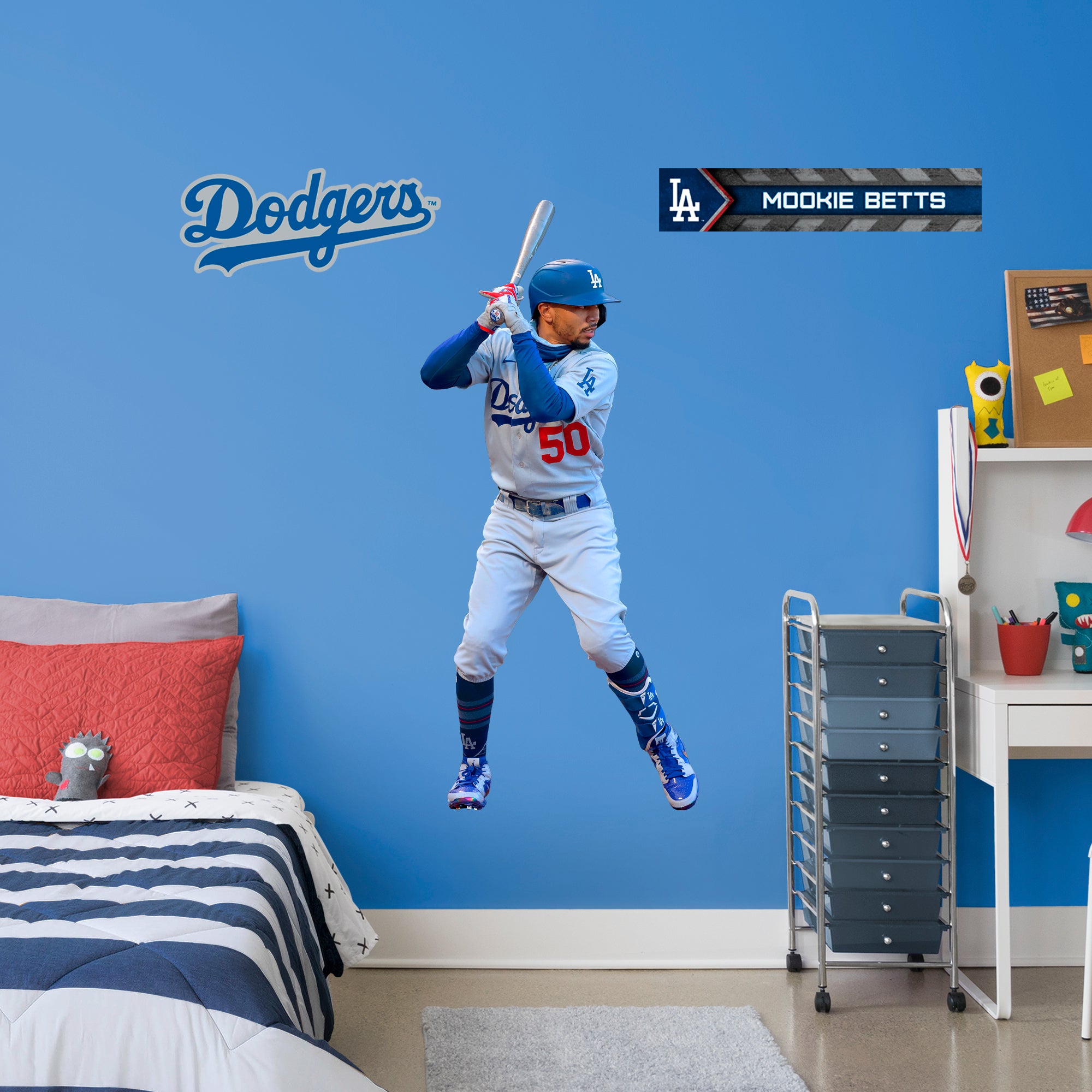 Mookie Betts: RealBig Officially License MLB Removable Wall Decal Giant Athlete + 2 Decals by Fathead | Vinyl