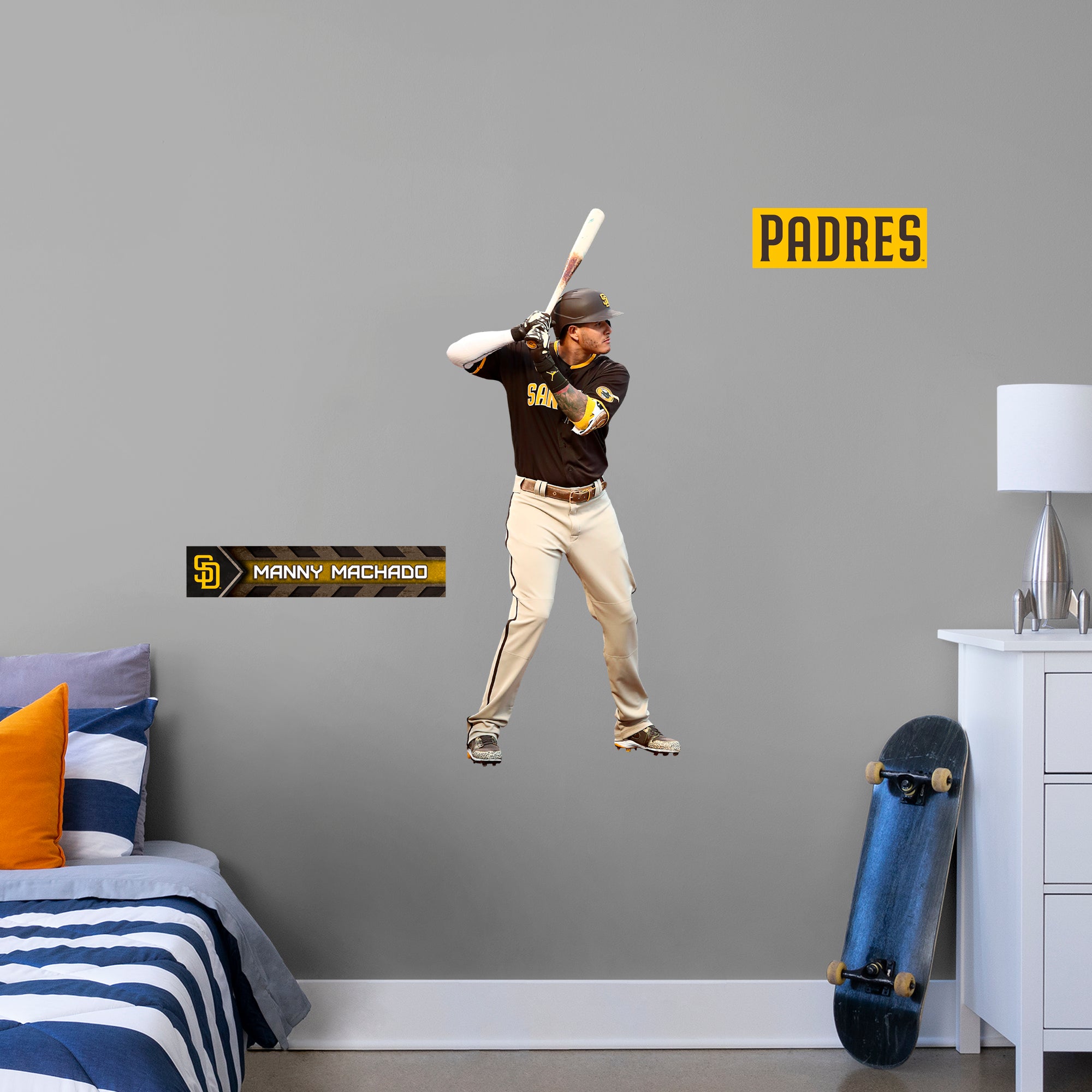 Manny Machado for San Diego Padres: RealBig Officially Licensed MLB Removable Wall Decal Giant Athlete + 2 Decals by Fathead | V