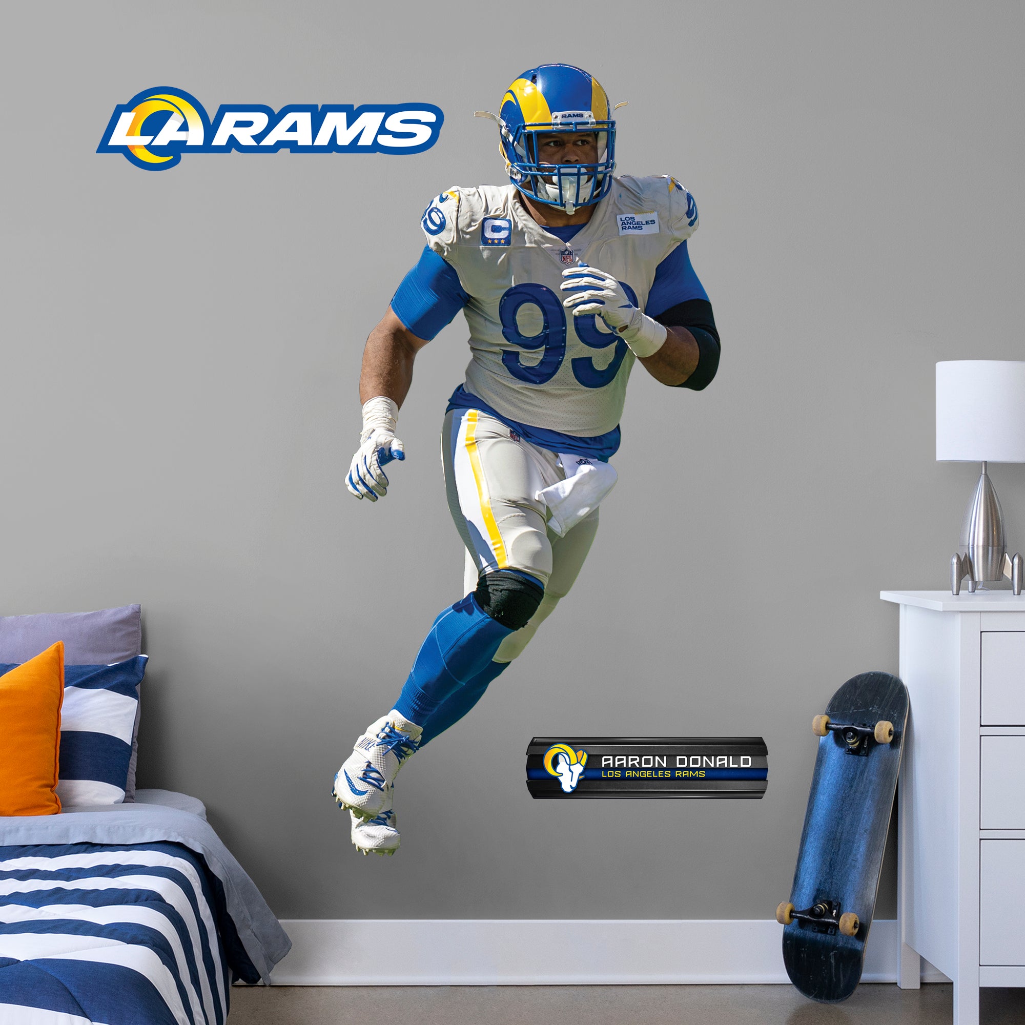 Aaron Donald: RealBig Officially Licensed NFL Removable Wall Decal Life-Size Athlete + 2 Decals by Fathead | Vinyl