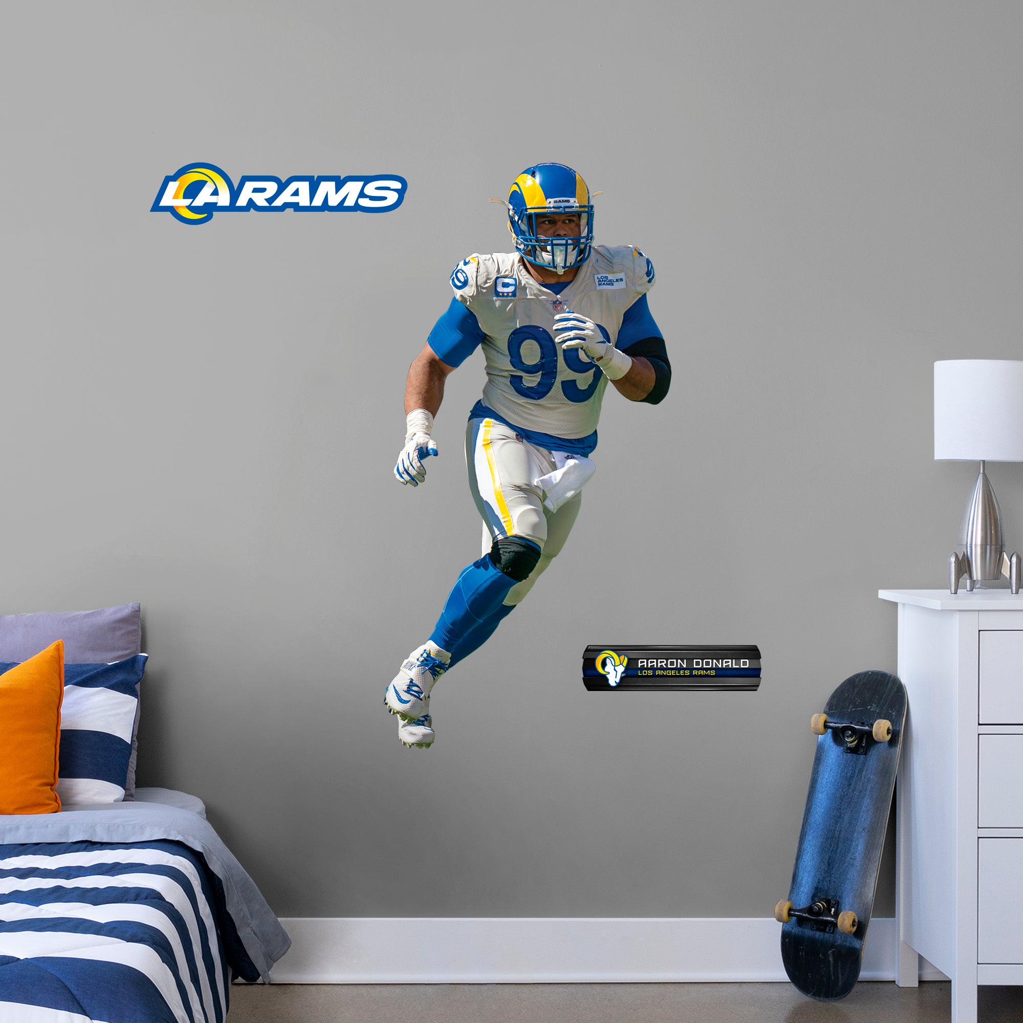 Aaron Donald: RealBig Officially Licensed NFL Removable Wall Decal Giant Athlete + 2 Decals by Fathead | Vinyl