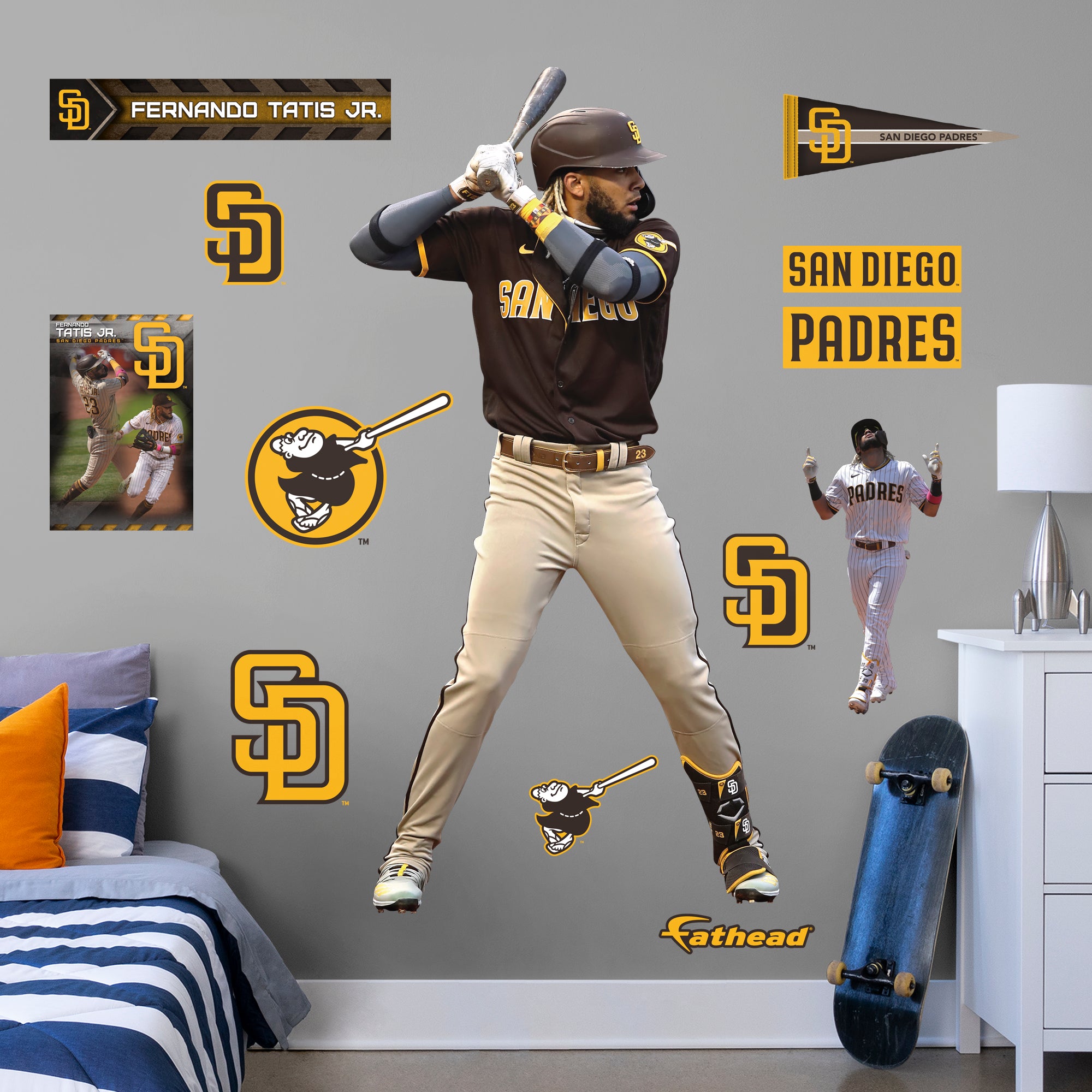 Fernando Tatis Jr for San Diego Padres: RealBig Officially Licensed MLB Removable Wall Decal Life-Size Athlete + 11 Decals by Fa