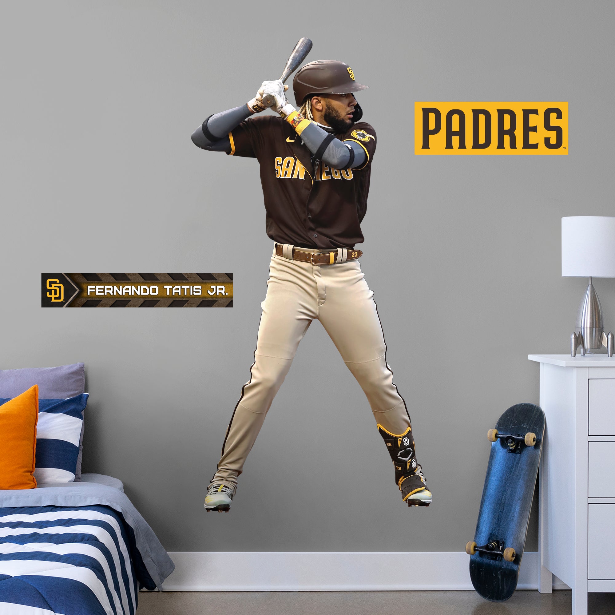 Fernando Tatis Jr for San Diego Padres: RealBig Officially Licensed MLB Removable Wall Decal Life-Size Athlete + 2 Decals by Fat
