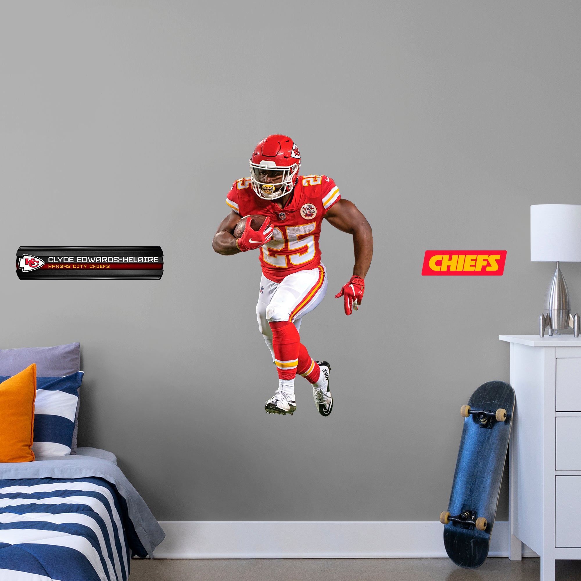 Clyde Edwards-Helaire: RealBig Officially Licensed NFL Removable Wall Decal Giant Athlete + 2 Decals by Fathead | Vinyl