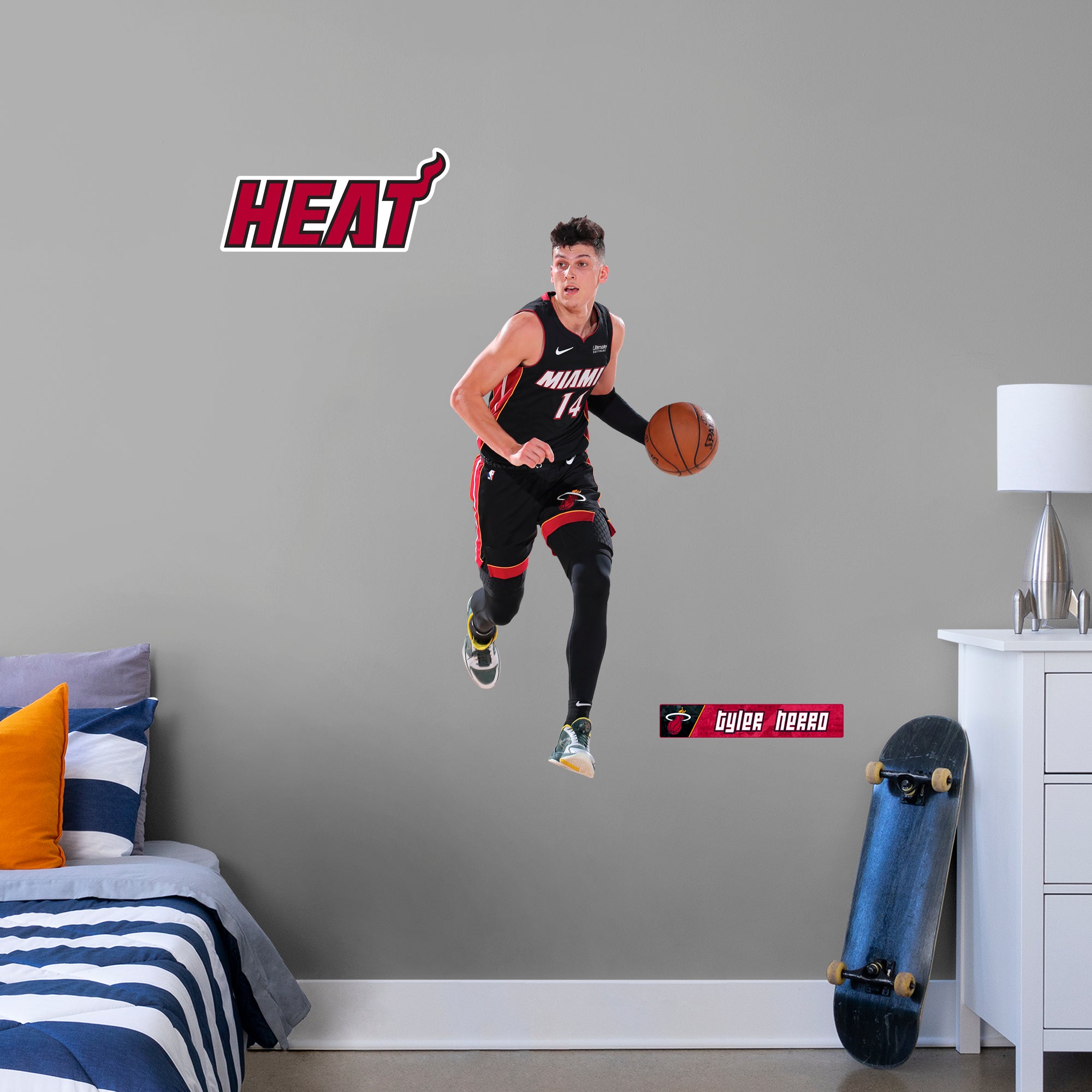 Tyler Herro for Miami Heat: RealBig Officially Licensed NBA Removable Wall Decal Giant Athlete + 2 Decals by Fathead | Vinyl