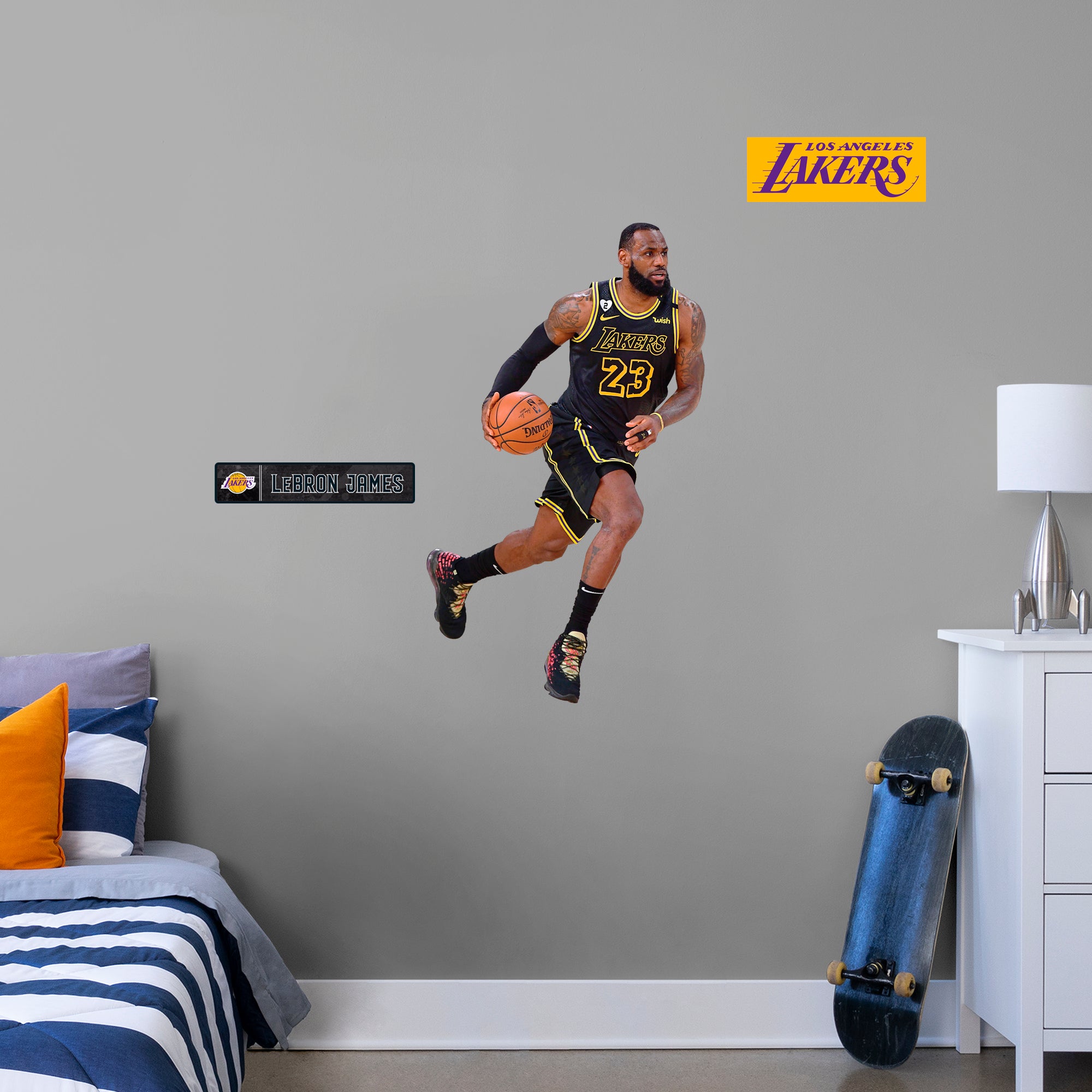 LeBron James for Los Angeles Lakers: Black Jersey - Officially Licensed NBA Removable Wall Decal XL by Fathead | Vinyl