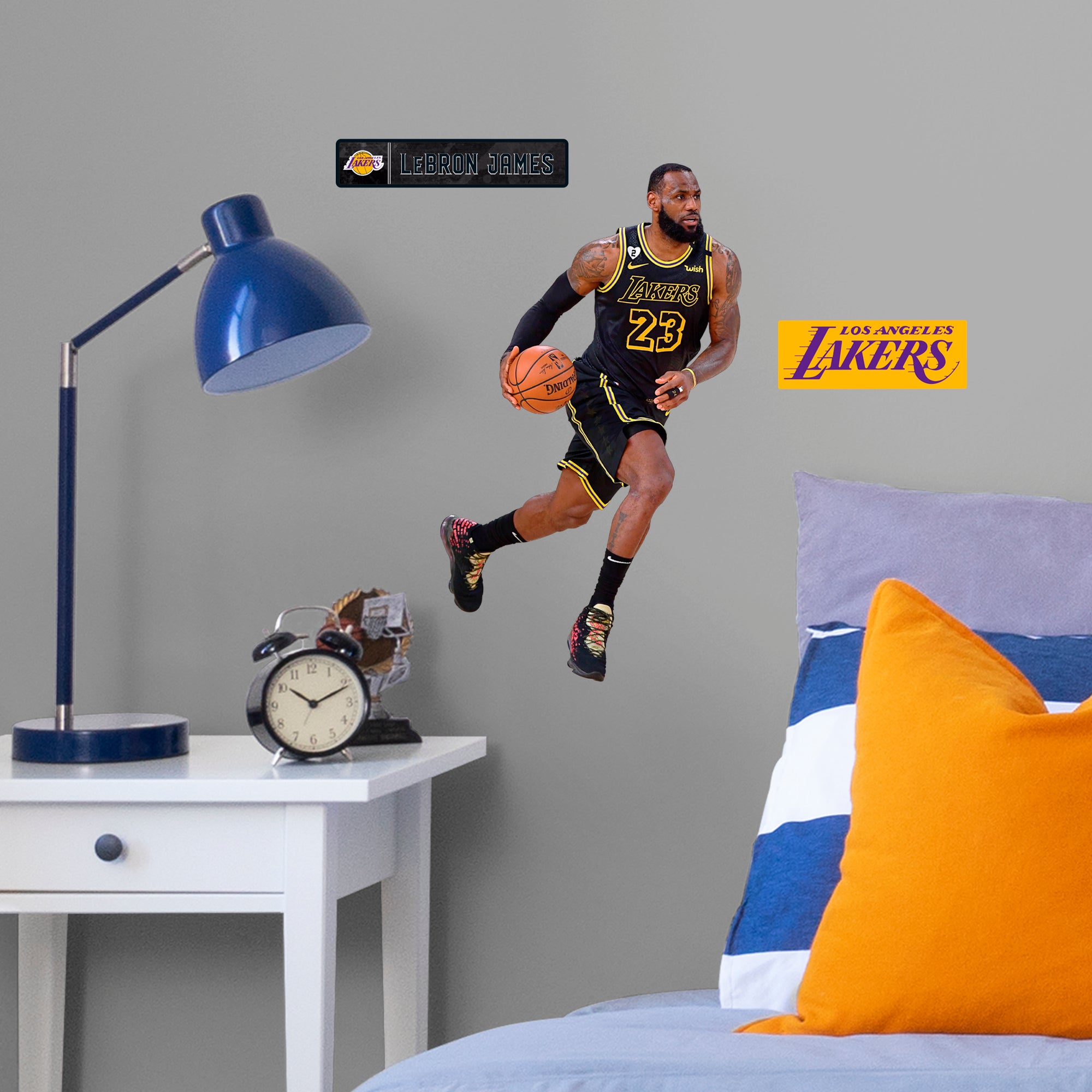 LeBron James for Los Angeles Lakers: Black Jersey - Officially Licensed NBA Removable Wall Decal Large by Fathead | Vinyl